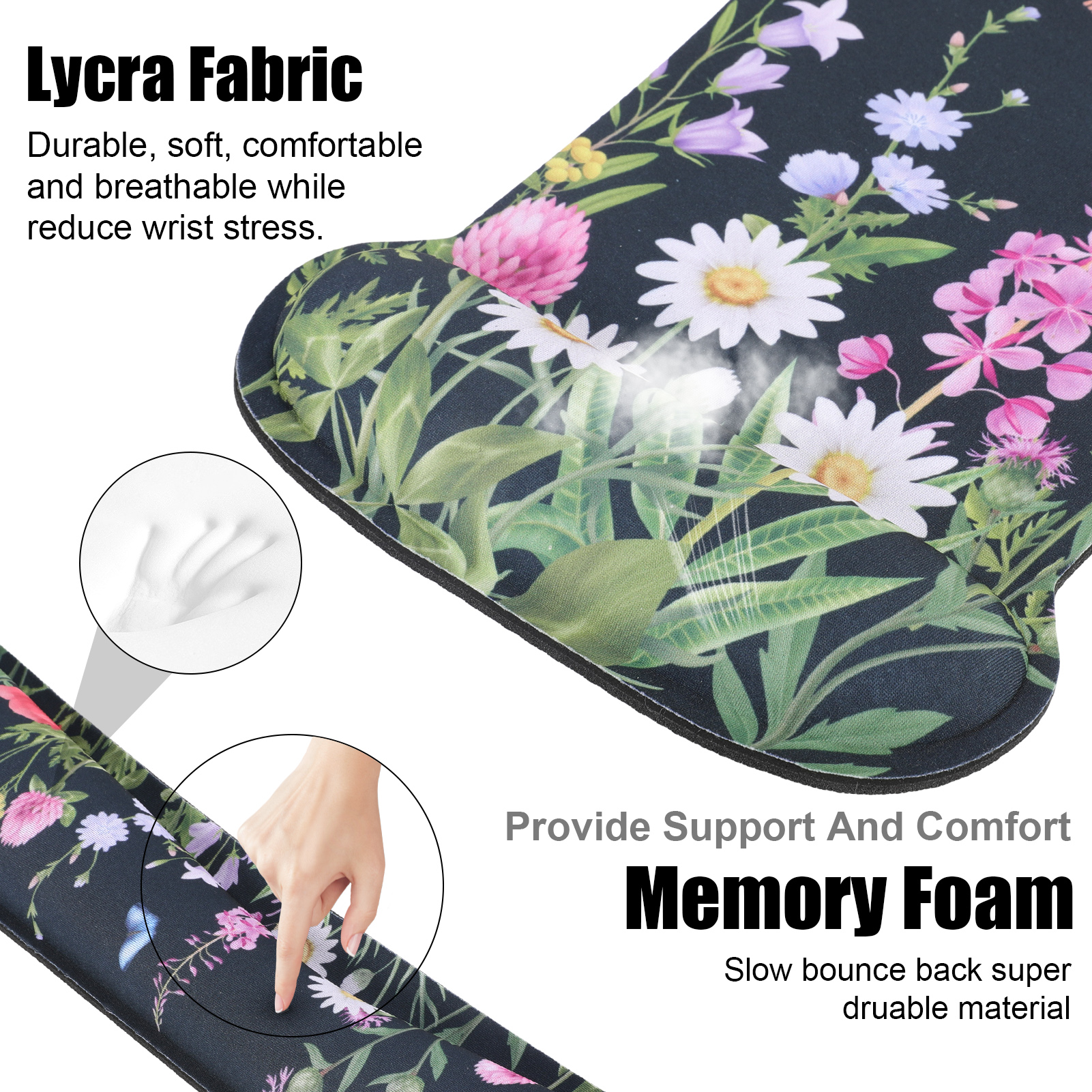 sixwipe Ergonomic Mouse Pad with Wrist Rest, No Slip Desk Keyboard Wrist Rest and Computer Wrist Support, Memory Foam Keyboard Wrist Pad with Cup Coaster for Easy Typing and Hand Pain Relief