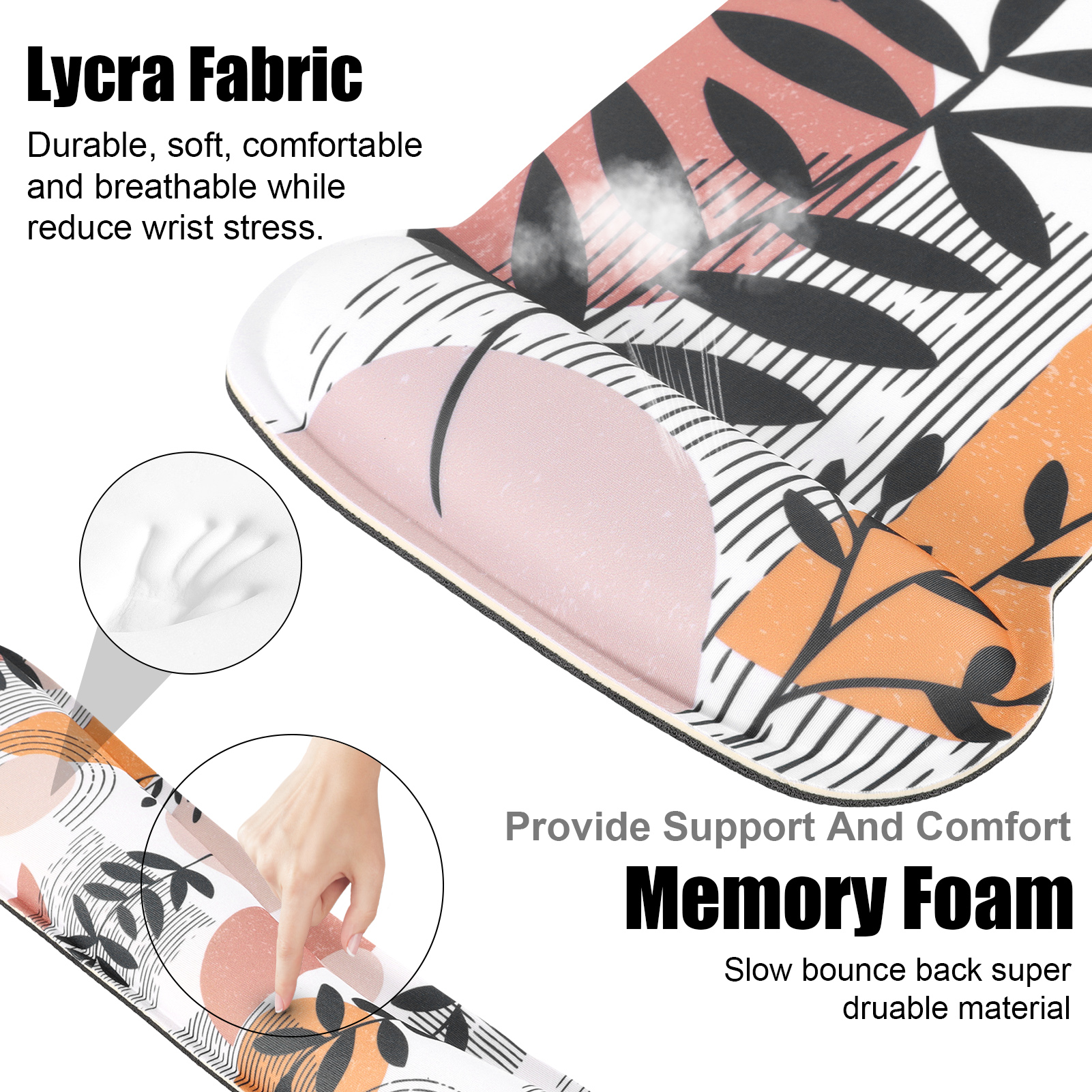 sixwipe Ergonomic Mouse Pad with Wrist Rest, No Slip Keyboard Wrist Rest and Computer Wrist Support, Memory Foam Wrist Pad with Cup Coaster for Keyboard for Easy Typing and Hand Pain Relief