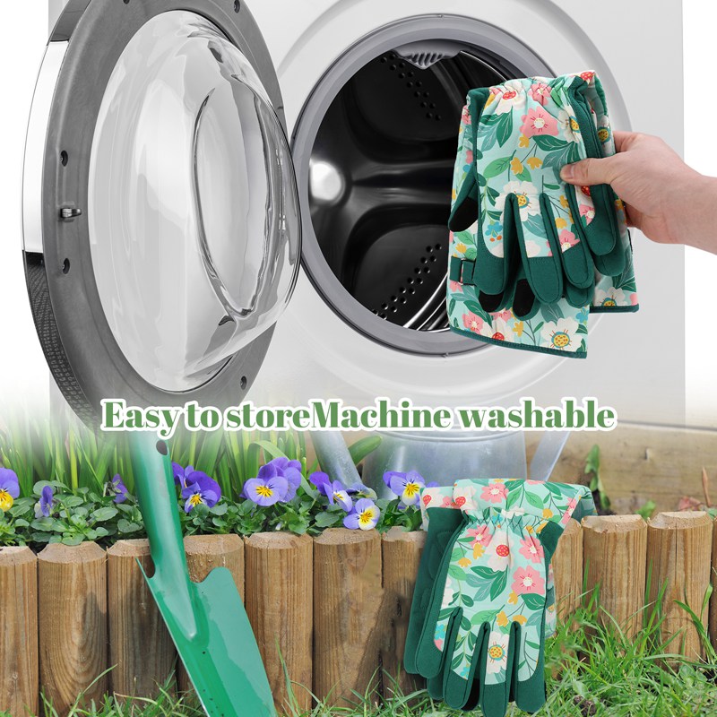 topjuju Gardening Gloves Women Floral, Rose Pruning Long Gardening Gloves with Forearm Protection, Breathable Work Gloves with Touch Screen for Yard & Outdoor Work