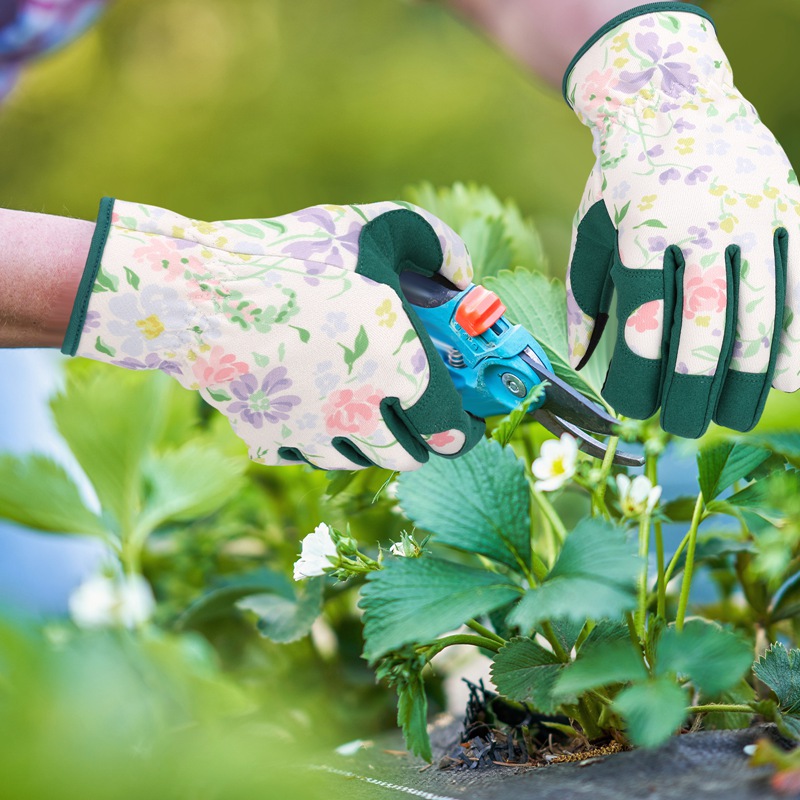 topjuju 1 Pair Floral Gardening Gloves for Women, Breathable Garden Gloves with Grip, Thorn-Proof Puncture-Resistant Work Gloves, Gifts for Mother's Day