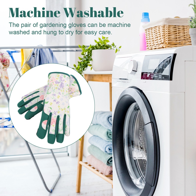 topjuju 1 Pair Floral Gardening Gloves for Women, Breathable Garden Gloves with Grip, Thorn-Proof Puncture-Resistant Work Gloves, Gifts for Mother's Day