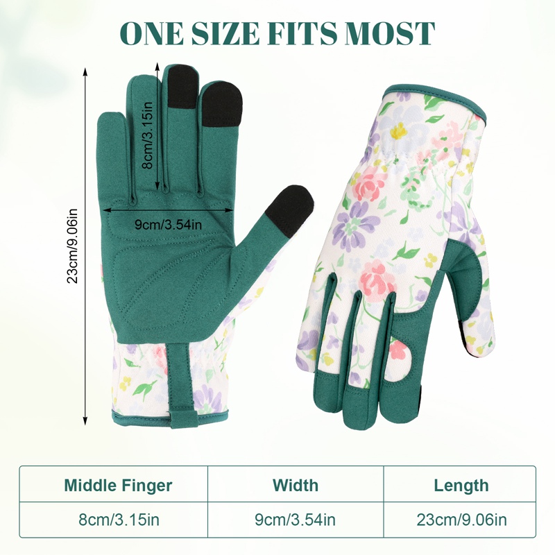 topjuju 1 Pair Floral Gardening Gloves for Women, Breathable Garden Gloves with Grip, Thorn-Proof Puncture-Resistant Work Gloves, Gifts for Mother's Day