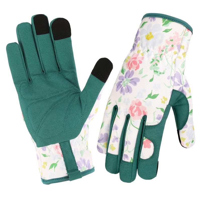 topjuju 1 Pair Floral Gardening Gloves for Women, Breathable Garden Gloves with Grip, Thorn-Proof Puncture-Resistant Work Gloves, Gifts for Mother's Day
