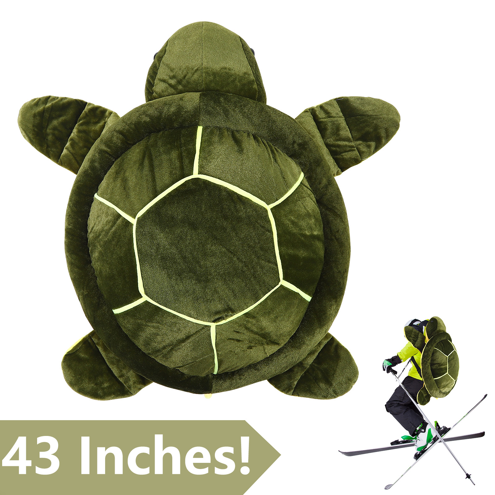 Bocaoying Large Turtle Butt Pad Snowboarding, Cute Protection Hip Butt Pad Protective Gear for Skiing, 43 inches Snowboard Padded, Turtle Hip Tailbone Protection for Adults Women Men Ski Ice Skating