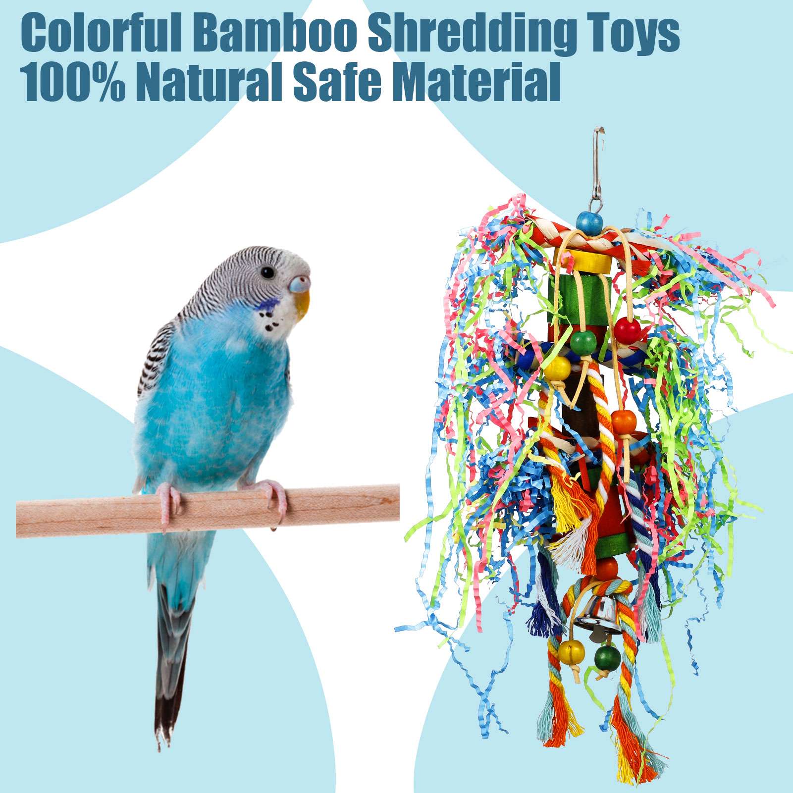 Armscye 4 Pack Bird Shredding Toys, Parrots Chewing Hanging Foraging Toys Parrots Cage Shredder Toys Birds Budgies Cage Accessories for Small Parakeets, Conures, Love Birds, Finches