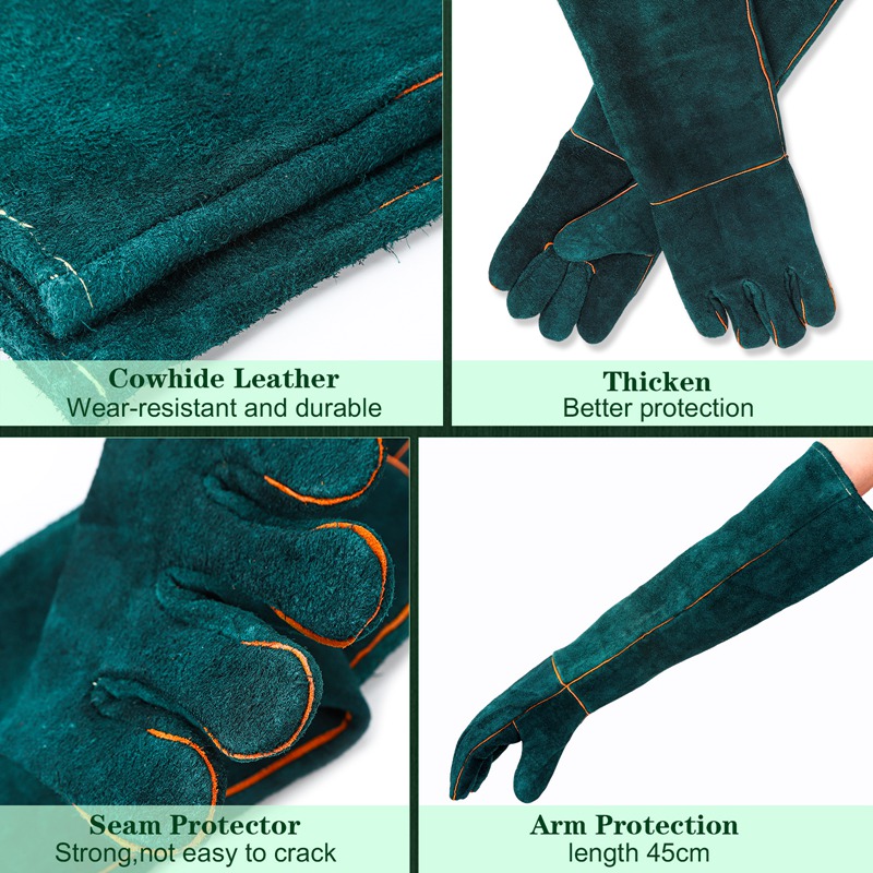 Armscye 23.6 Inches Leather Animal Handling Gloves, Multipurpose Pet Glove for Grabbing Reptile, Grooming, Puncture & Scratch Resistant, Bite Proof for Cat Dog Bird Falcon Livestock Snake