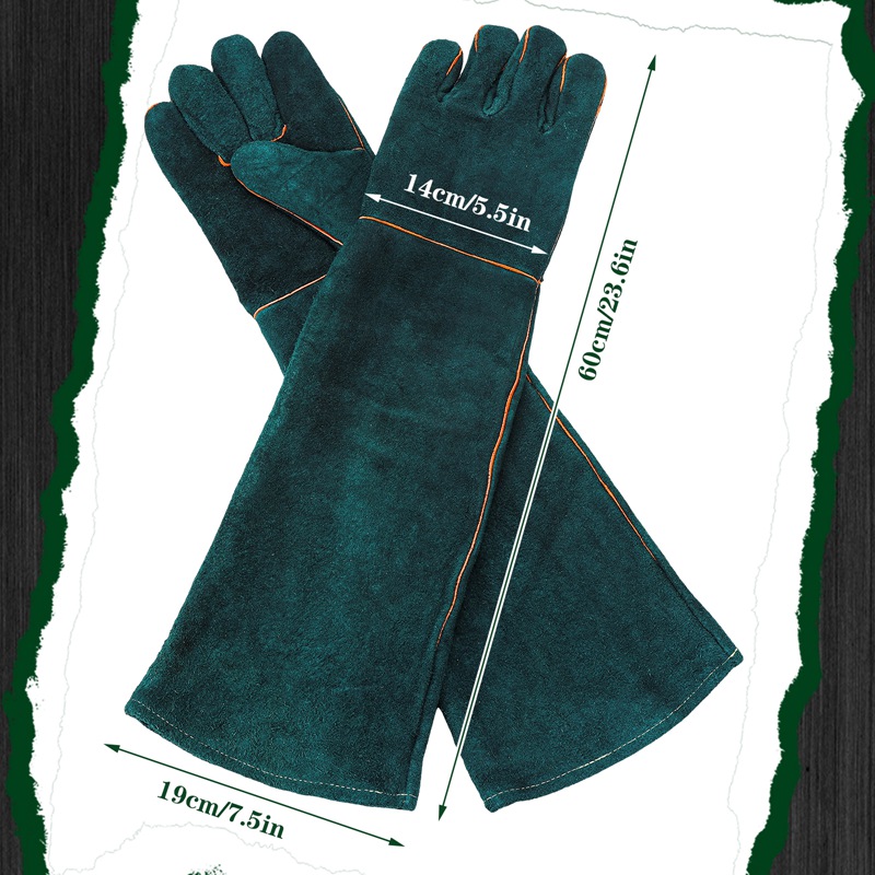 Armscye 23.6 Inches Leather Animal Handling Gloves, Multipurpose Pet Glove for Grabbing Reptile, Grooming, Puncture & Scratch Resistant, Bite Proof for Cat Dog Bird Falcon Livestock Snake