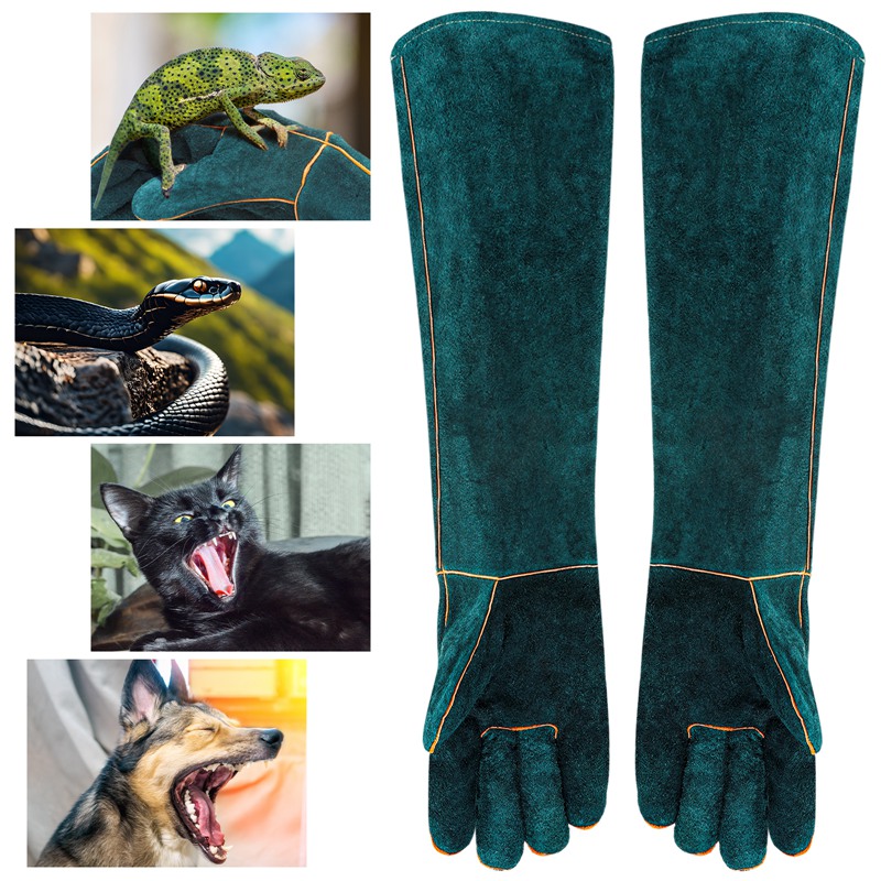 Armscye 23.6 Inches Leather Animal Handling Gloves, Multipurpose Pet Glove for Grabbing Reptile, Grooming, Puncture & Scratch Resistant, Bite Proof for Cat Dog Bird Falcon Livestock Snake