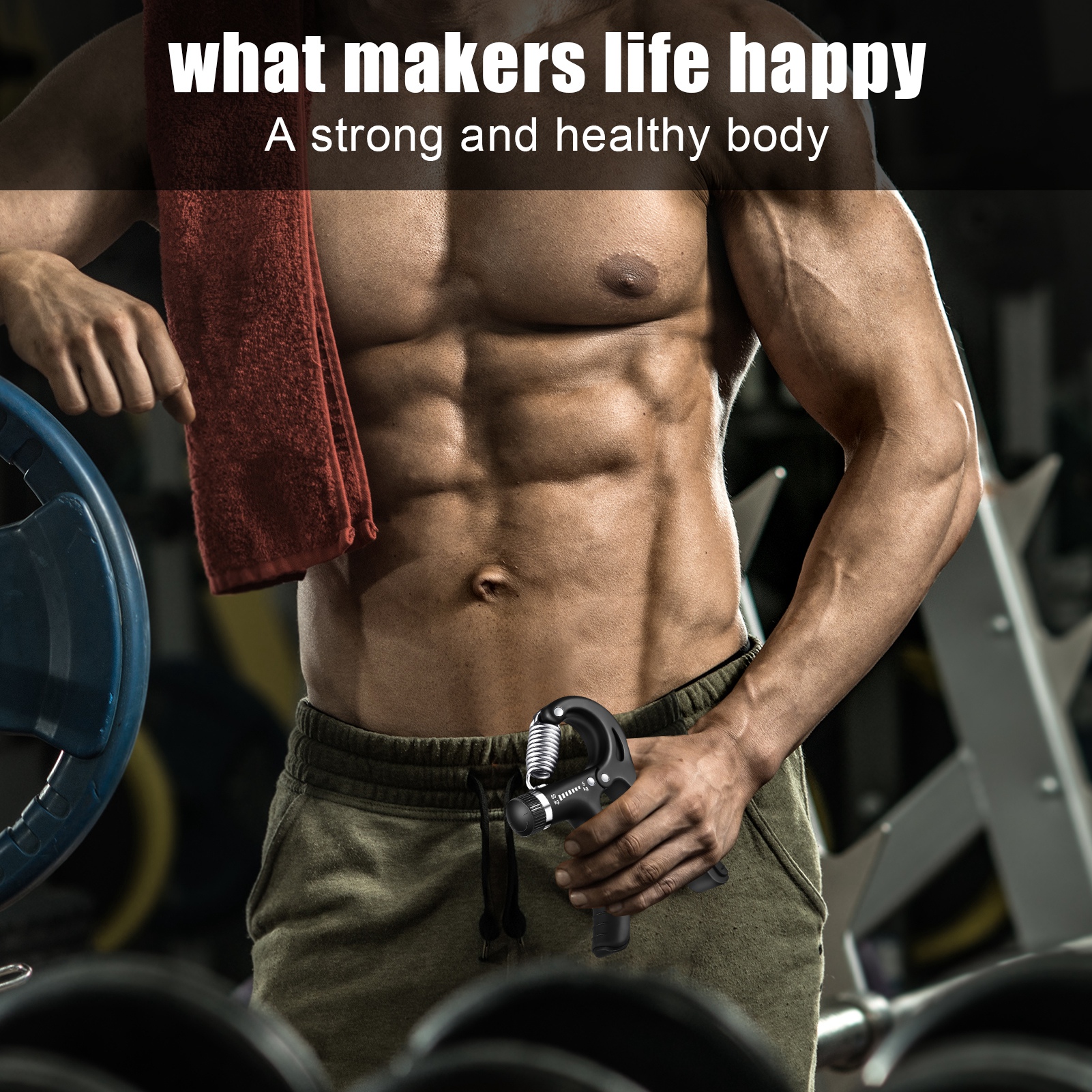 Hengguang 6Pcs Hand Grip Strengthener Kit, Hand Strength Exerciser, Adjustable Resistance 22 to 132lbs Hand Gripper,Finger Exerciser,Finger Stretcher,Grip Ring & Stress Relief Grip Ball(Black)