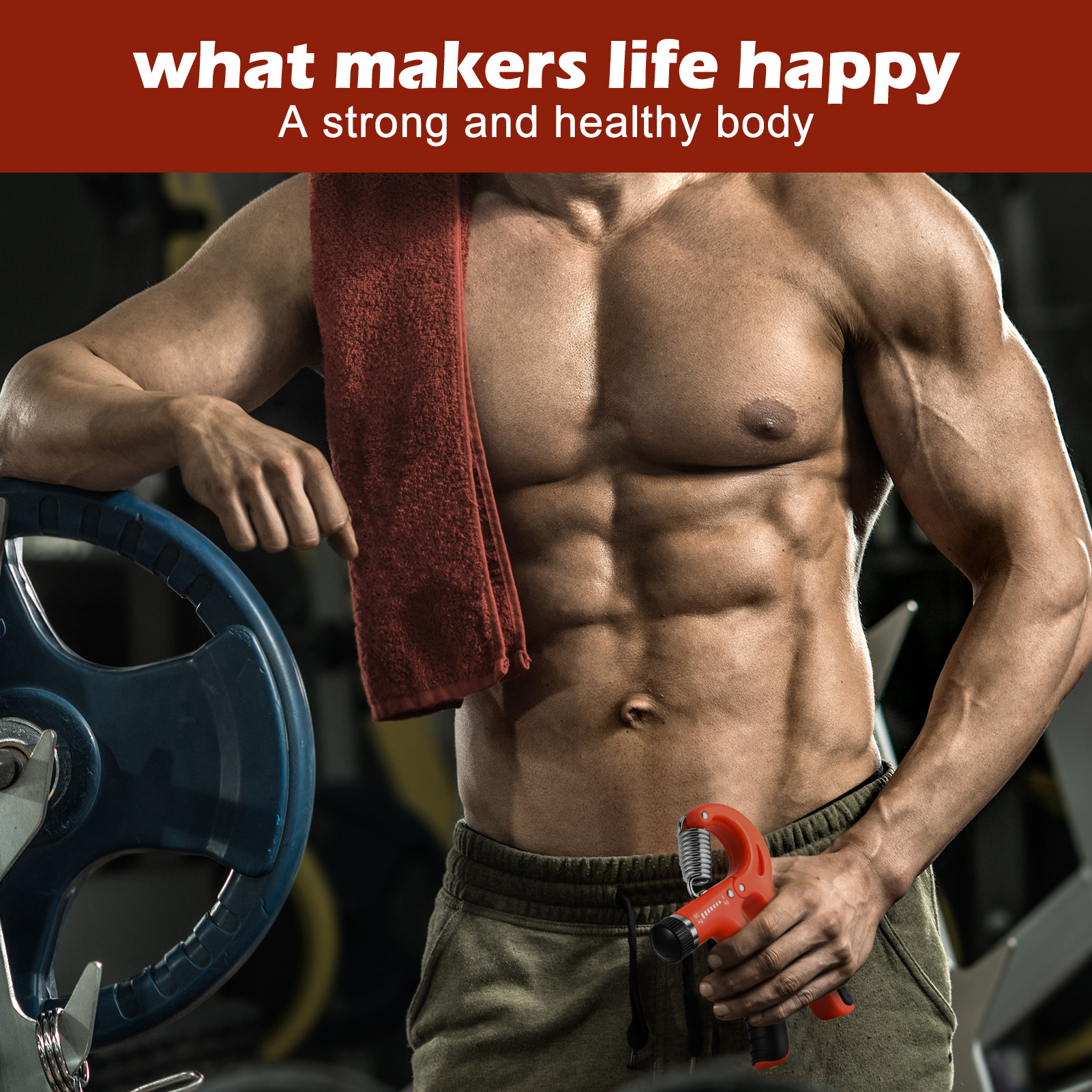 Hengguang 6Pcs Hand Grip Strengthener Kit, Hand Strength Exerciser, Adjustable Resistance 22 to 132lbs Hand Gripper,Finger Exerciser,Finger Stretcher,Grip Ring & Stress Relief Grip Ball(Orange)