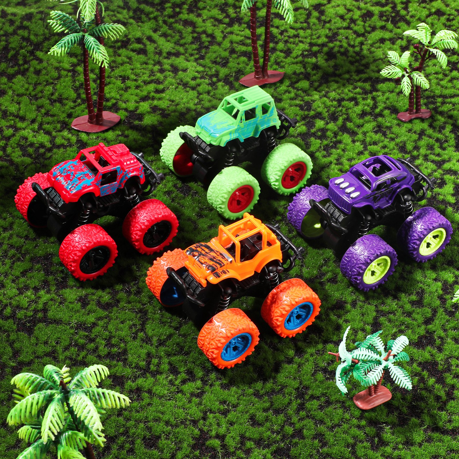 Armscye 4 Pack Pull Back Trucks,Monster Truck Toys,Friction Powered Pull Back Push and Go Toddler Toys Inertia Car Toys for 3 + Year Old Boys Girls