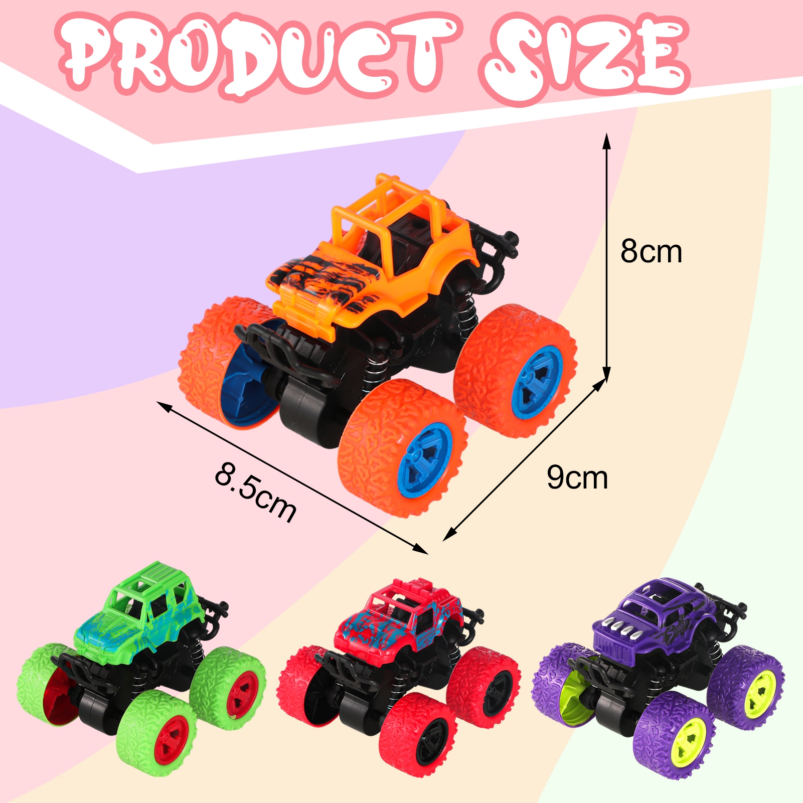 Armscye 4 Pack Pull Back Trucks,Monster Truck Toys,Friction Powered Pull Back Push and Go Toddler Toys Inertia Car Toys for 3 + Year Old Boys Girls