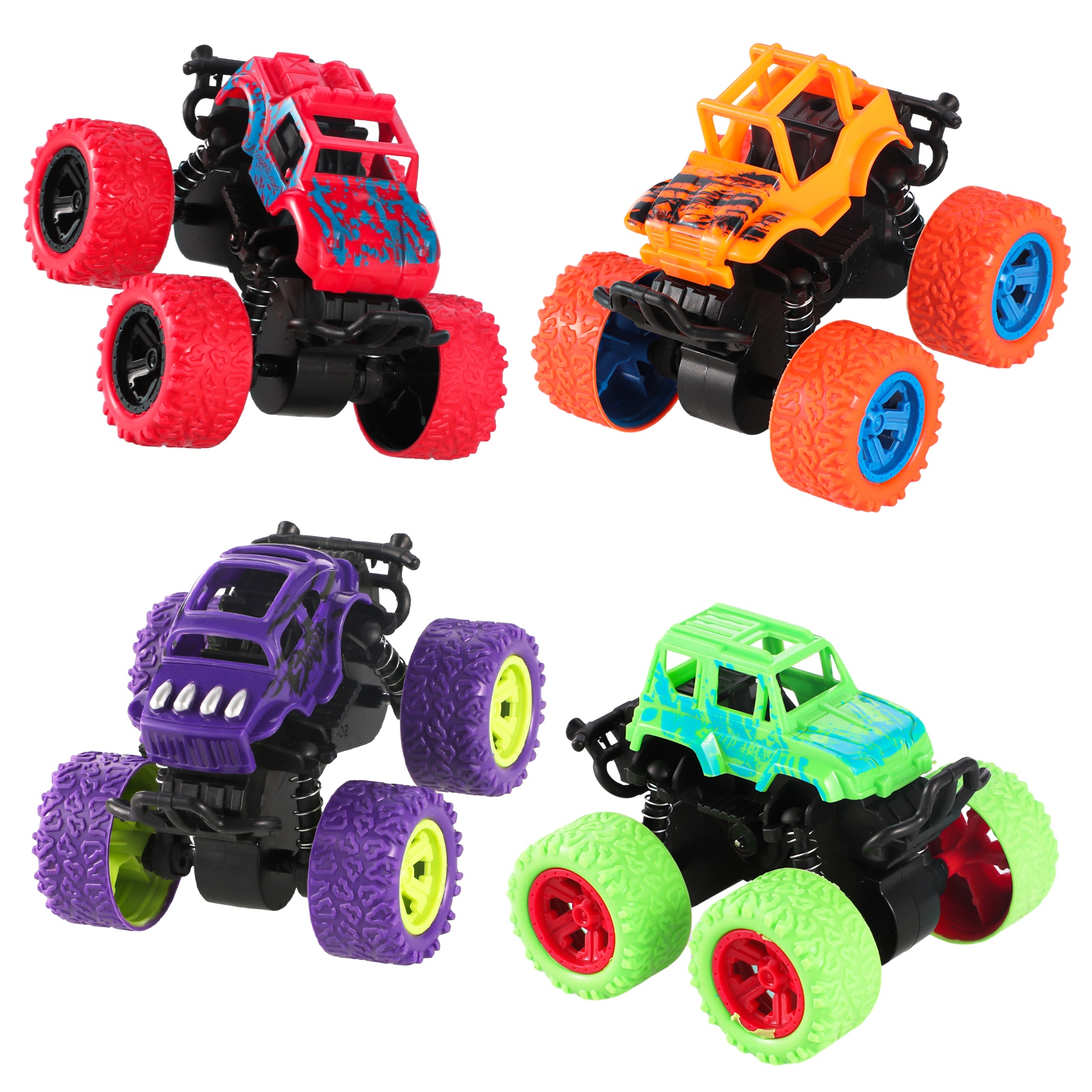Armscye 4 Pack Pull Back Trucks,Monster Truck Toys,Friction Powered Pull Back Push and Go Toddler Toys Inertia Car Toys for 3 + Year Old Boys Girls