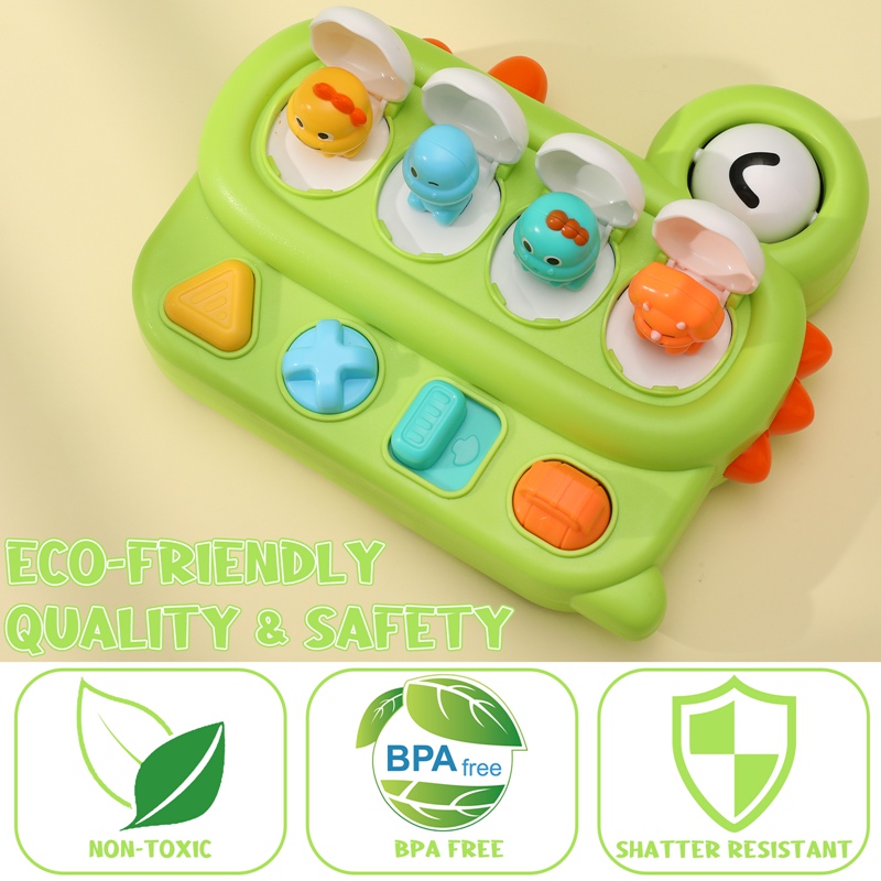 sixwipe Interactive Popup Toys for Baby, Pop-Up Activity Toy with Push Buttons, Early Developmental Cause and Effect Toys for Ages 9-18 Months Boys Girls