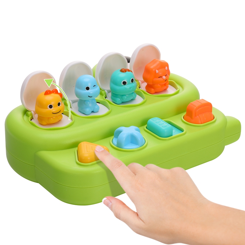 sixwipe Interactive Popup Toys for Baby, Pop-Up Activity Toy with Push Buttons, Early Developmental Cause and Effect Toys for Ages 9-18 Months Boys Girls