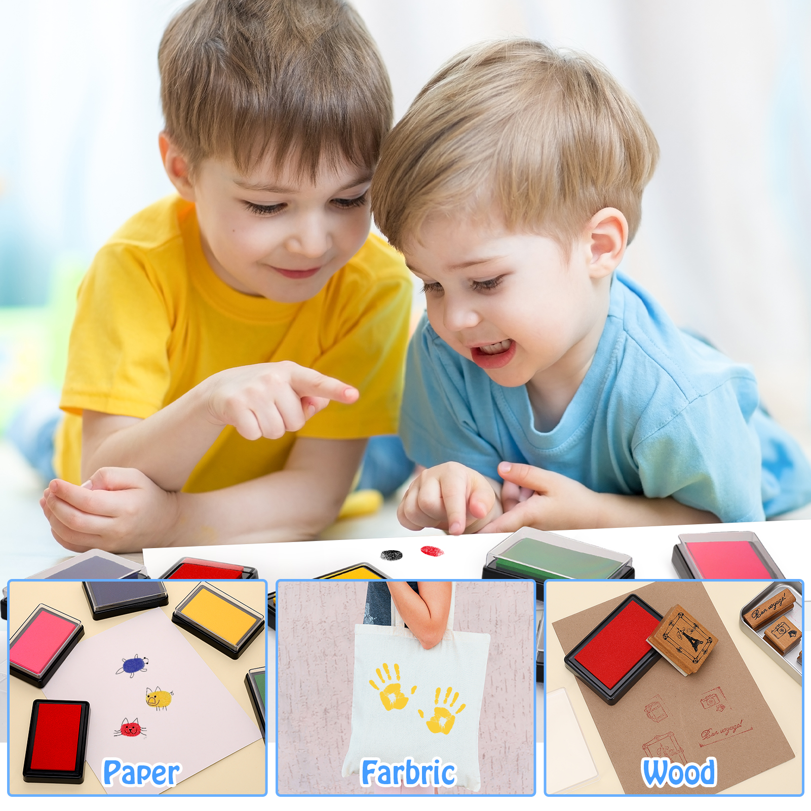 sixwipe 6 Pcs Reusable Ink Pad for Baby, Footprint Ink Pad Handprint Paw Print, Create Impressive Keepsake Stamp for Boys and Girls, Non-Toxic and Acid-Free Ink, Easy To Wipe and Wash Off Skin