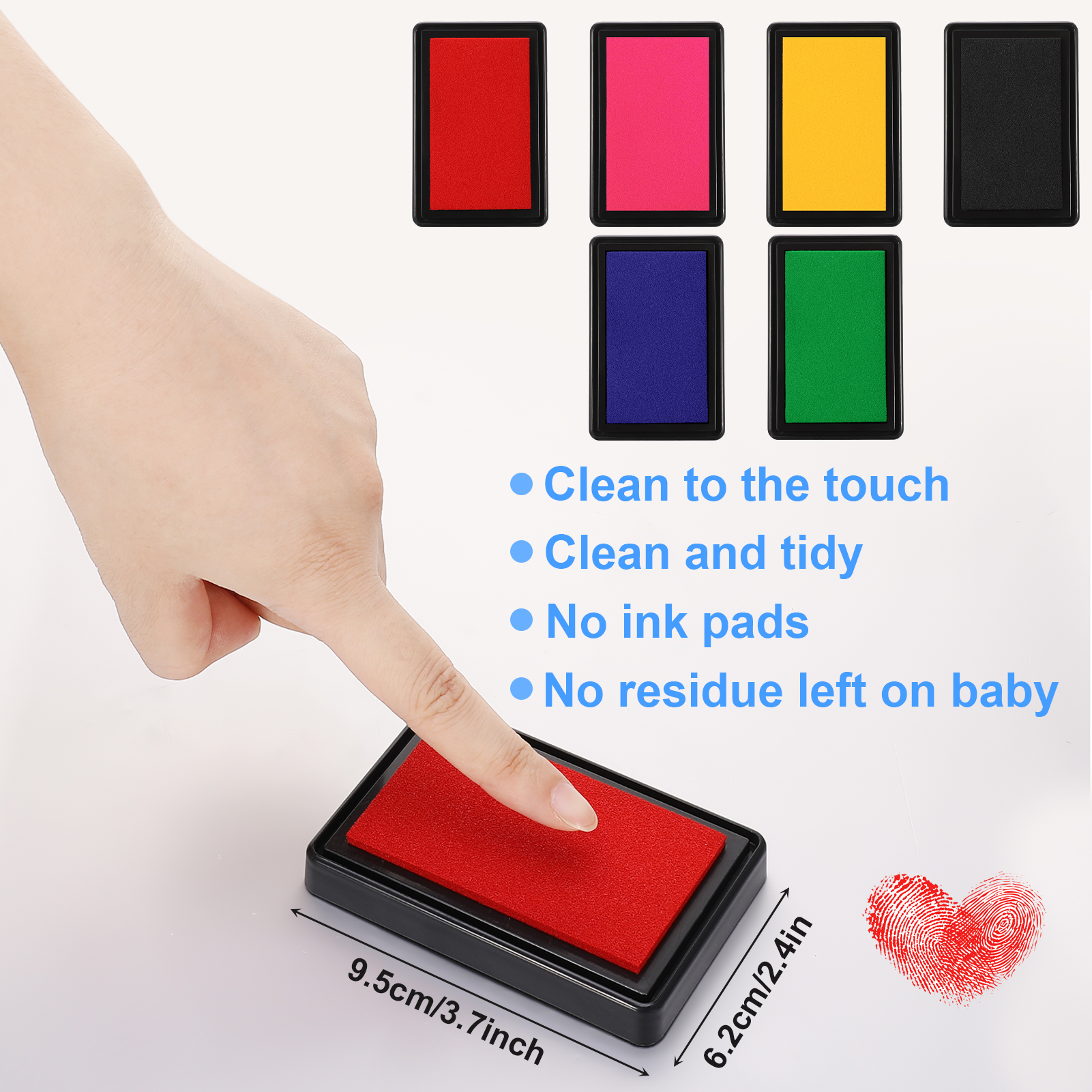 sixwipe 6 Pcs Reusable Ink Pad for Baby, Footprint Ink Pad Handprint Paw Print, Create Impressive Keepsake Stamp for Boys and Girls, Non-Toxic and Acid-Free Ink, Easy To Wipe and Wash Off Skin
