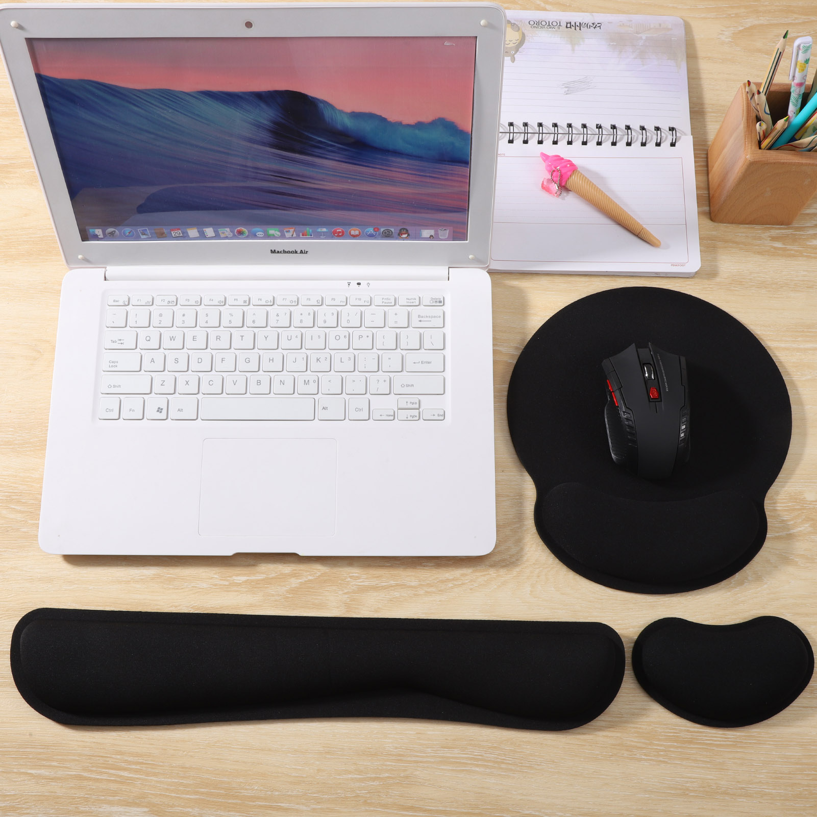 sixwipe Ergonomic Mouse Pad with Wrist Rest, No Slip Keyboard Wrist Rest and Computer Wrist Support, Memory Foam Wrist Pad for Keyboard for Easy Typing and Hand Pain Relief