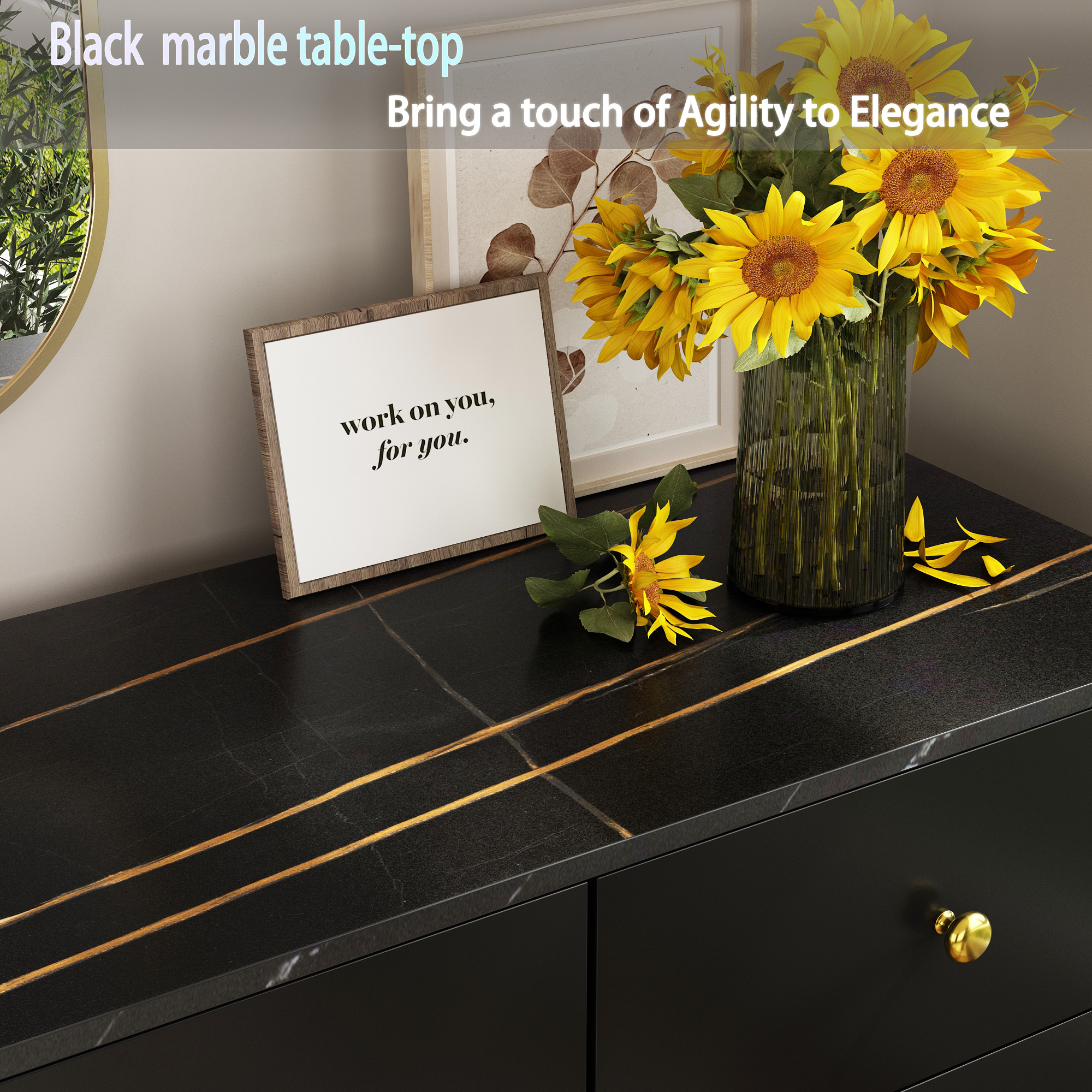 6 Drawer Dresser, Modern Marble Chest Of Drawers