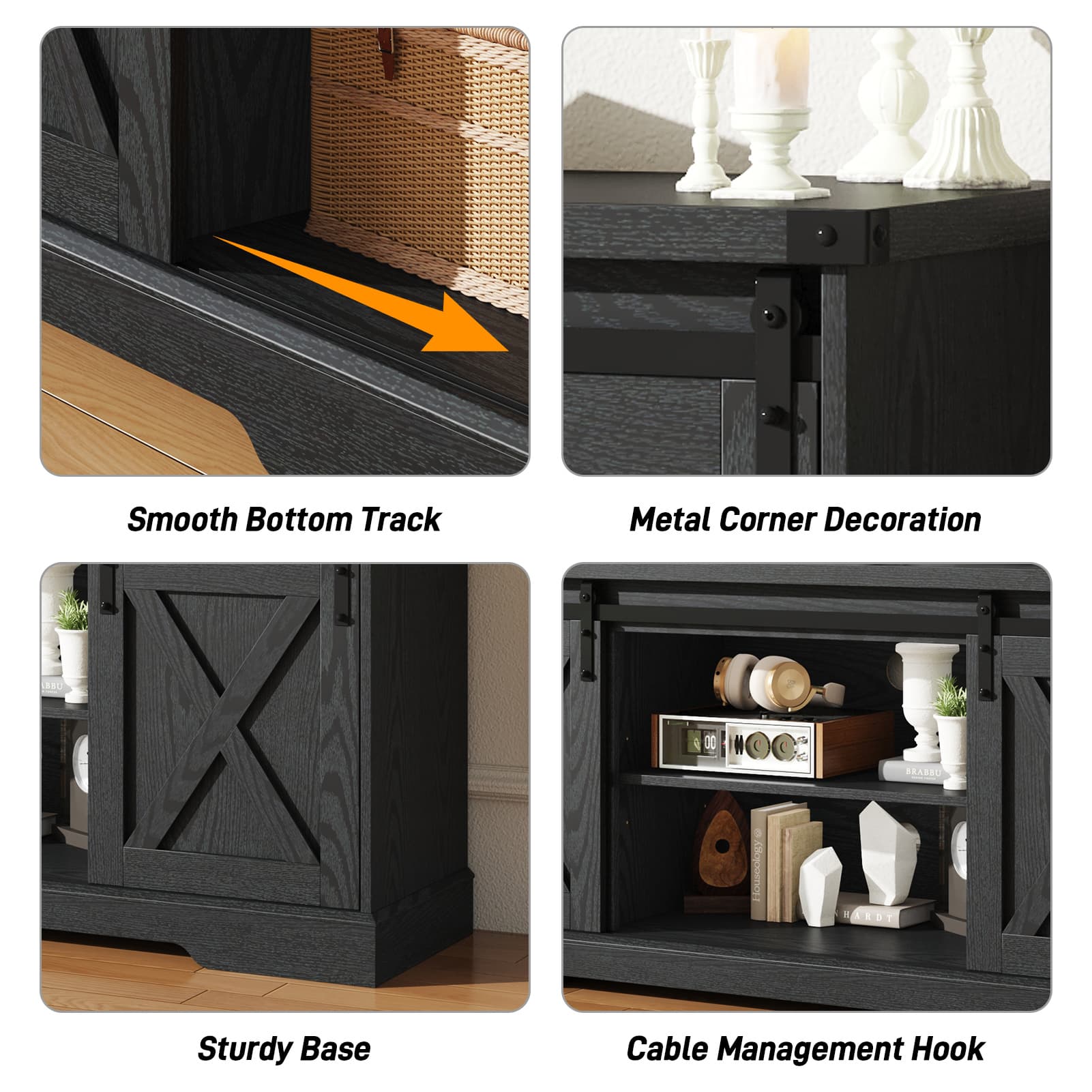 58" Farmhouse TV Stand for 65 Inch TVs with Sliding Barn Door