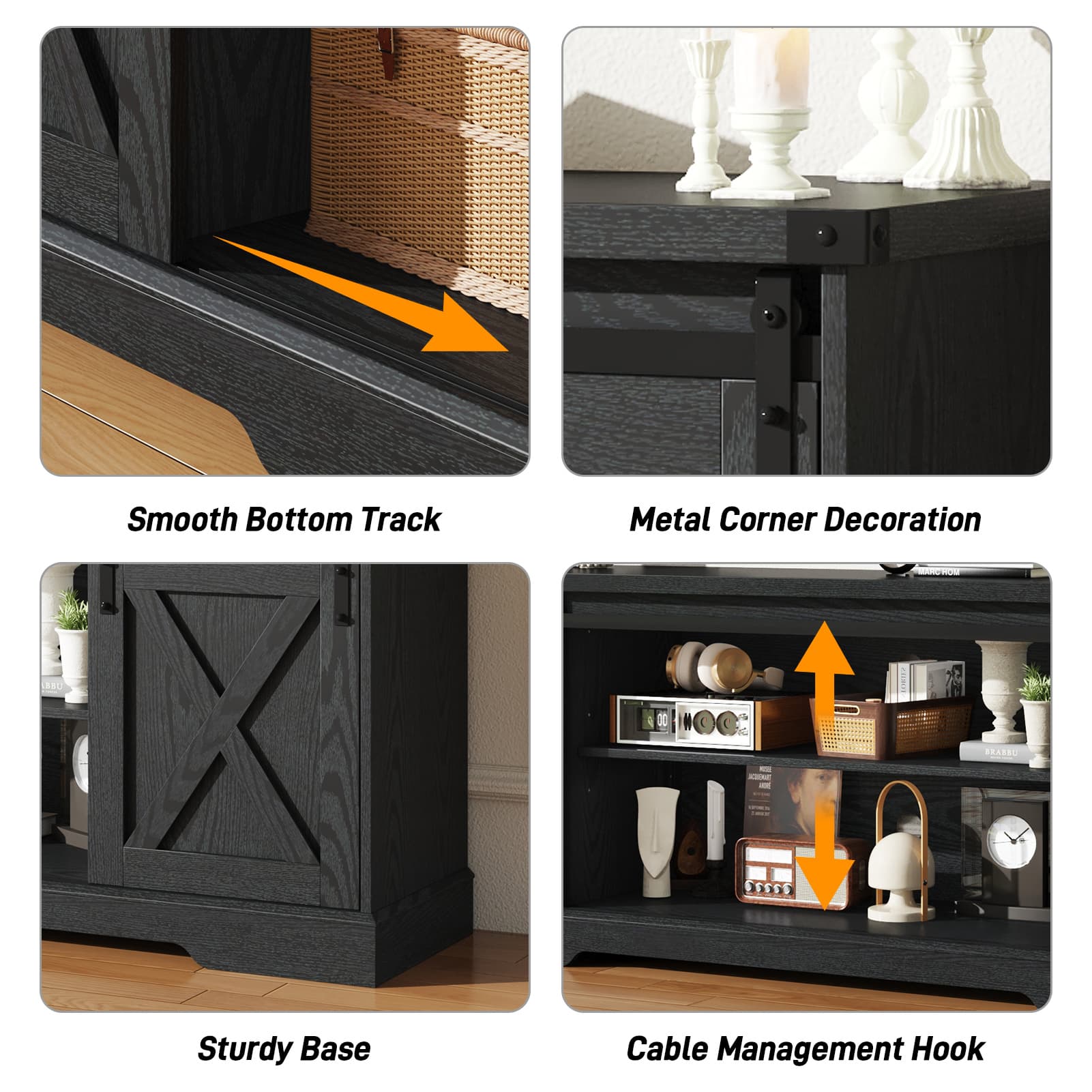 70" Farmhouse TV Stand for 75 Inch TVs with Sliding Barn Door