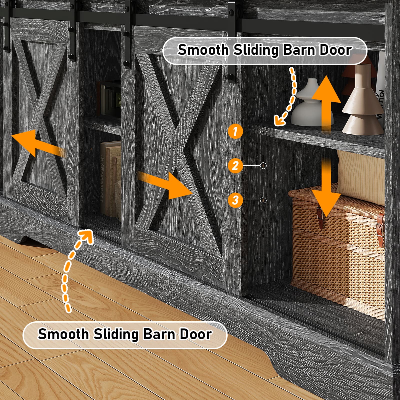 58" Farmhouse TV Stand for 65 Inch TVs with Sliding Barn Door