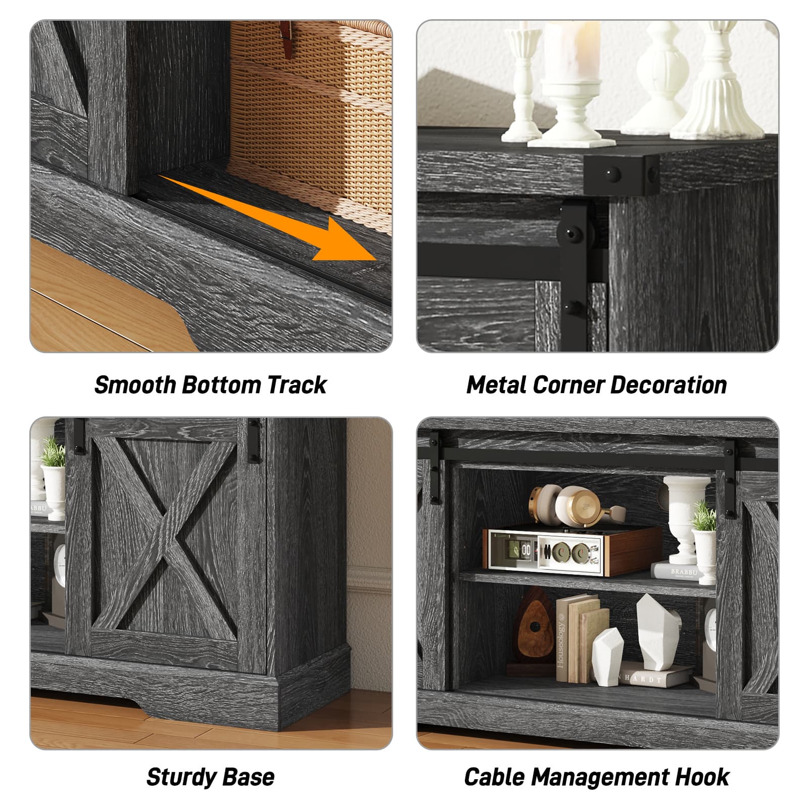 58" Farmhouse TV Stand for 65 Inch TVs with Sliding Barn Door