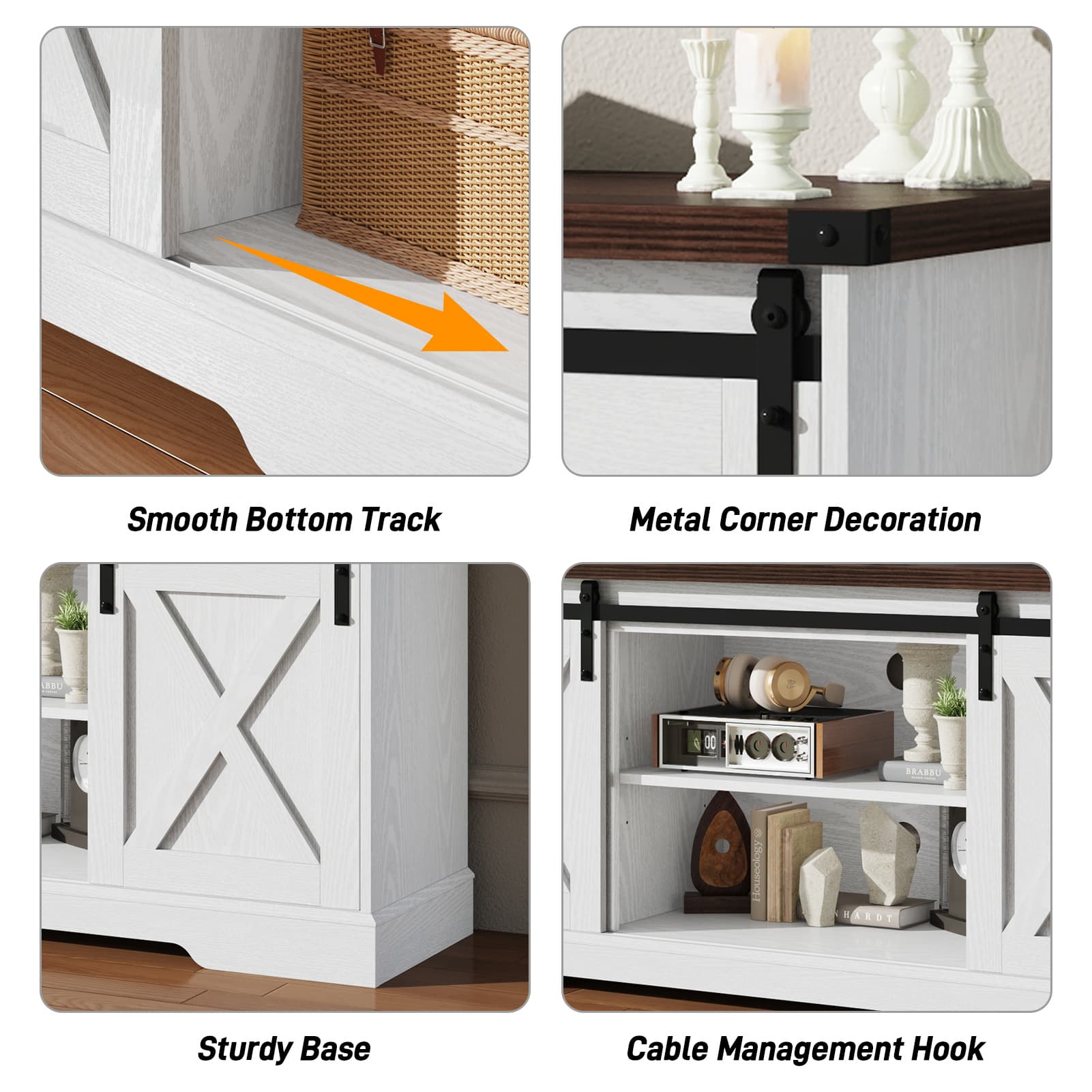 58" Farmhouse TV Stand for 65 Inch TVs with Sliding Barn Door