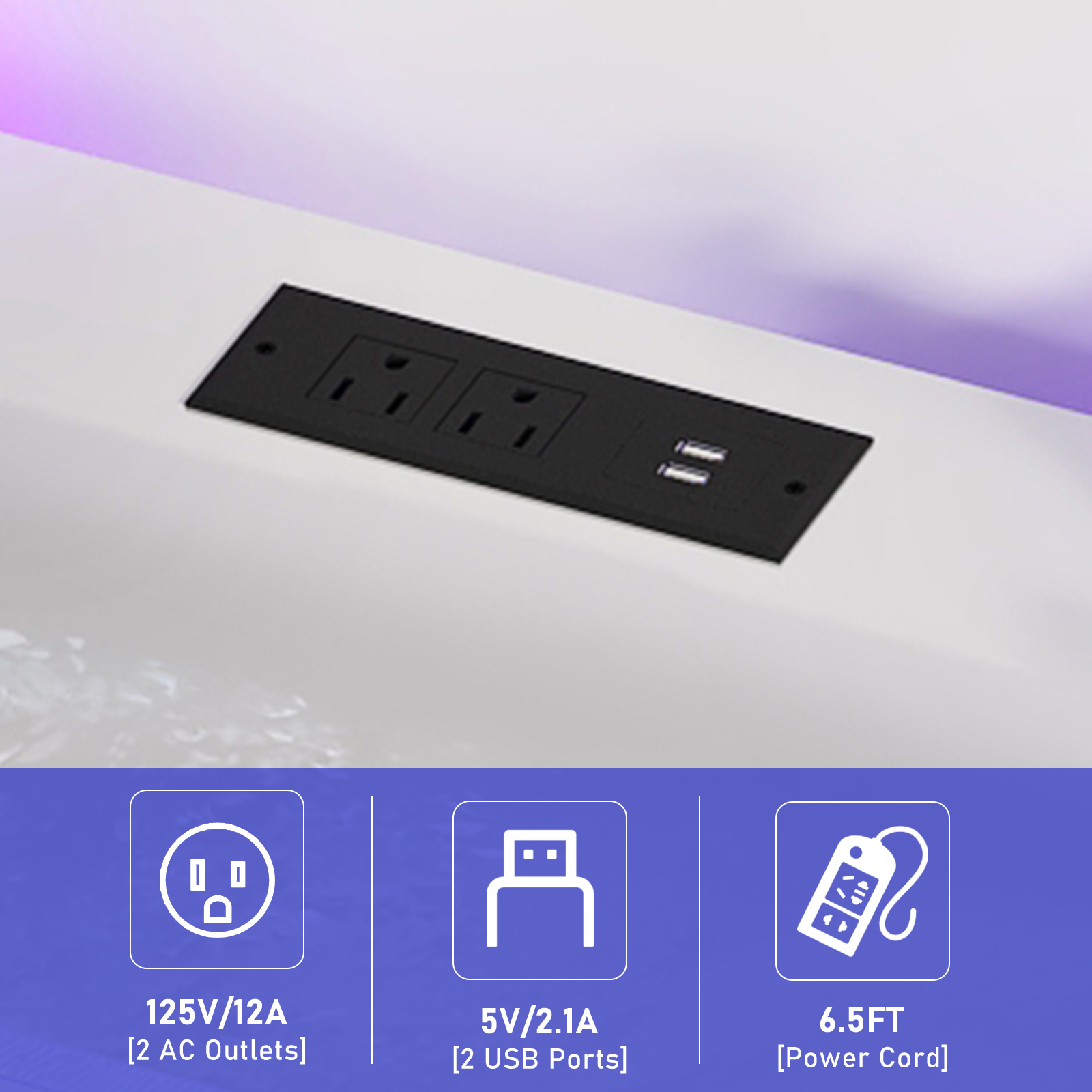 Hlivelood Gaming TV Stands with LED Lights and Power Outlet for 55/60/65/70 inch TV, High Gloss Entertainment Center with Adjustable Glass Shelves for Living Room Game room