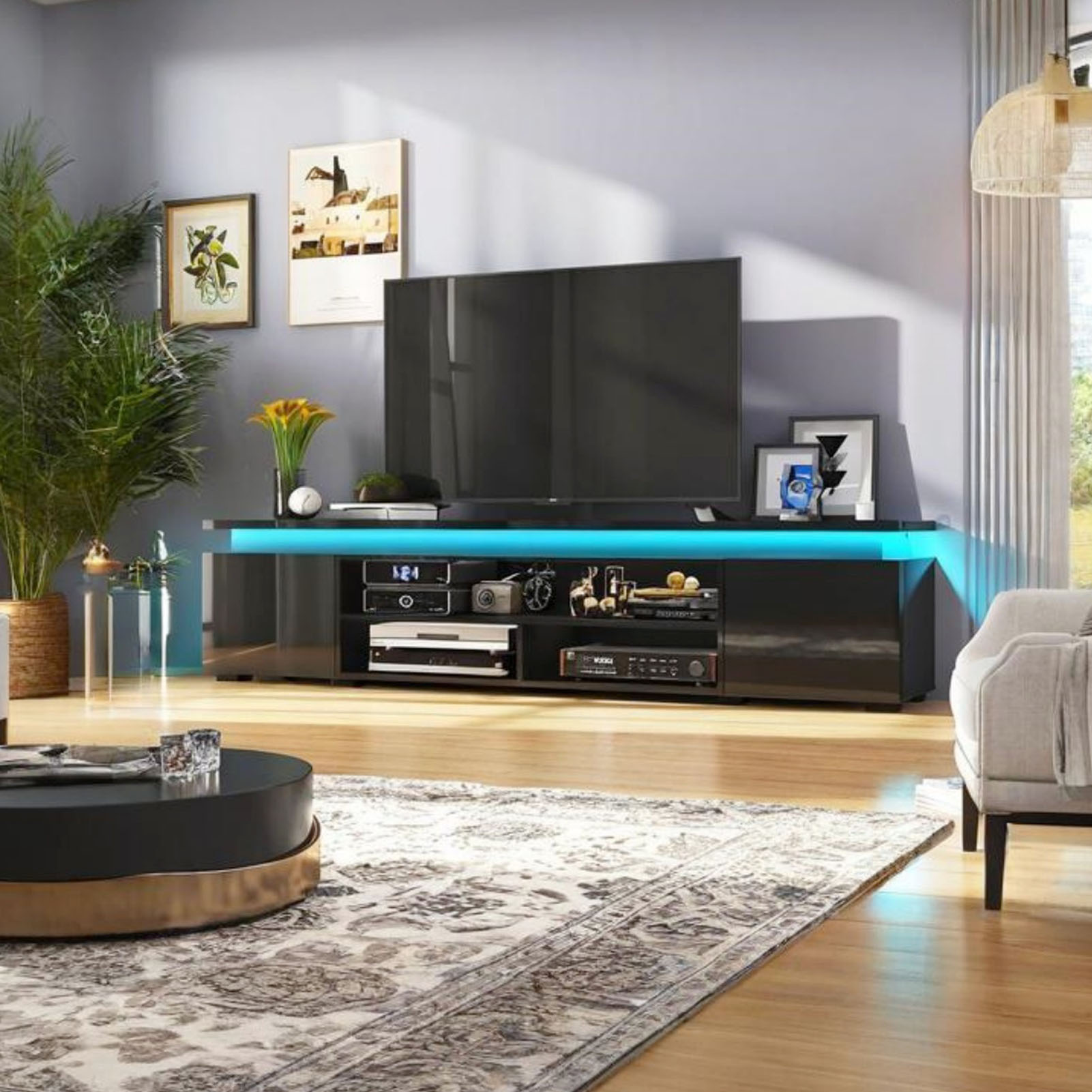 LED TV Stand with Power Outlet for 75"-90" TVs