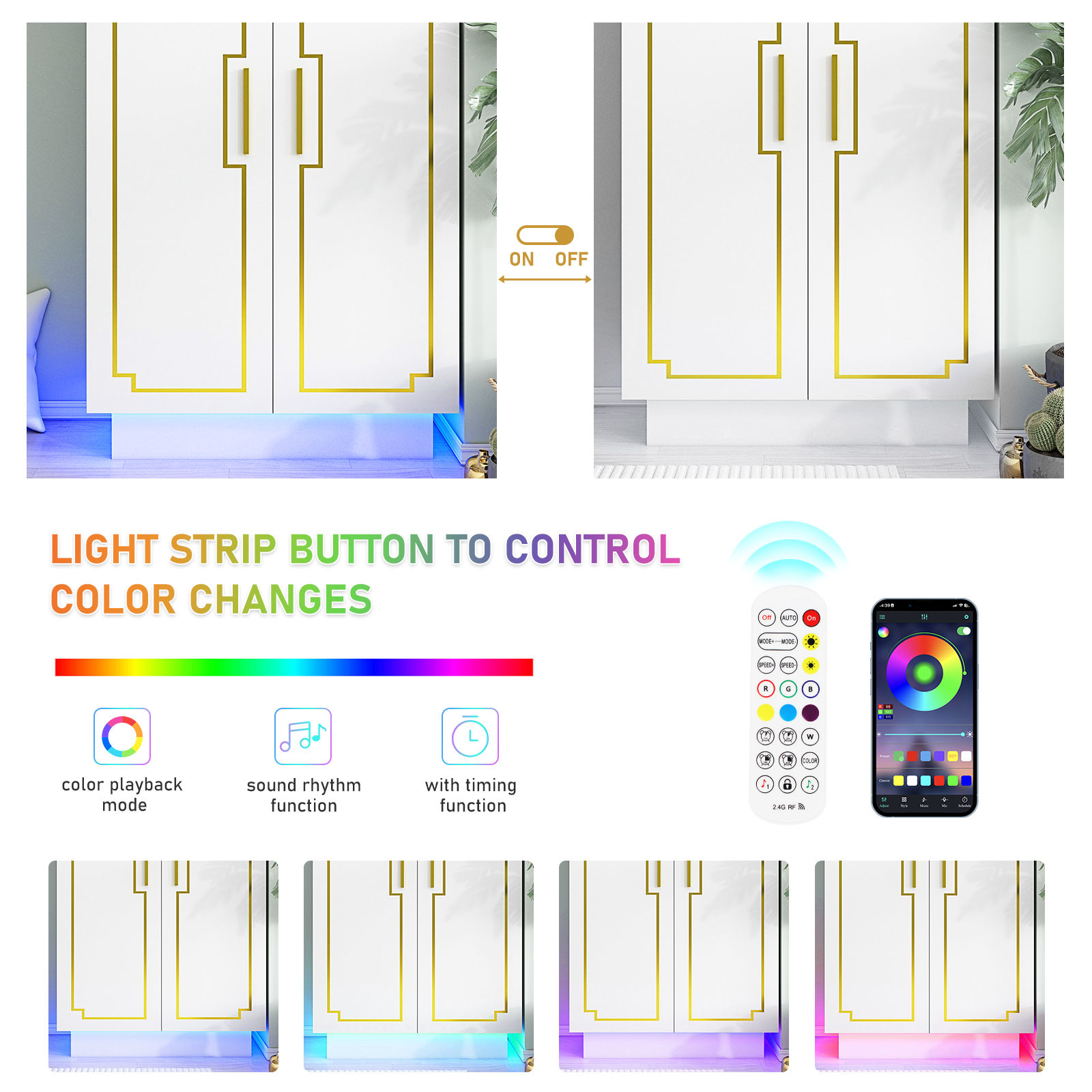2 Doors Wardrobe Armoire with LED Light