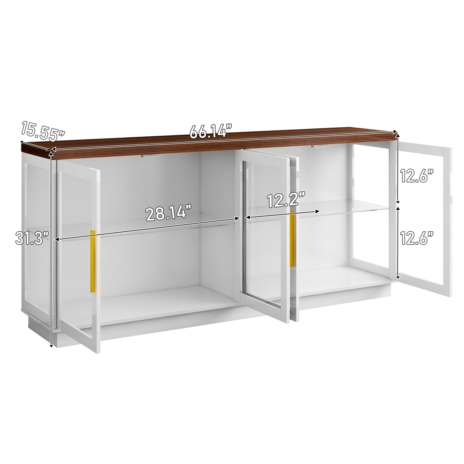 Blotout Storage Coffee Bar Cabinet with Power Outlet & LED Light Wine Bar for Kitchen, Dining Room & Living Room, White
