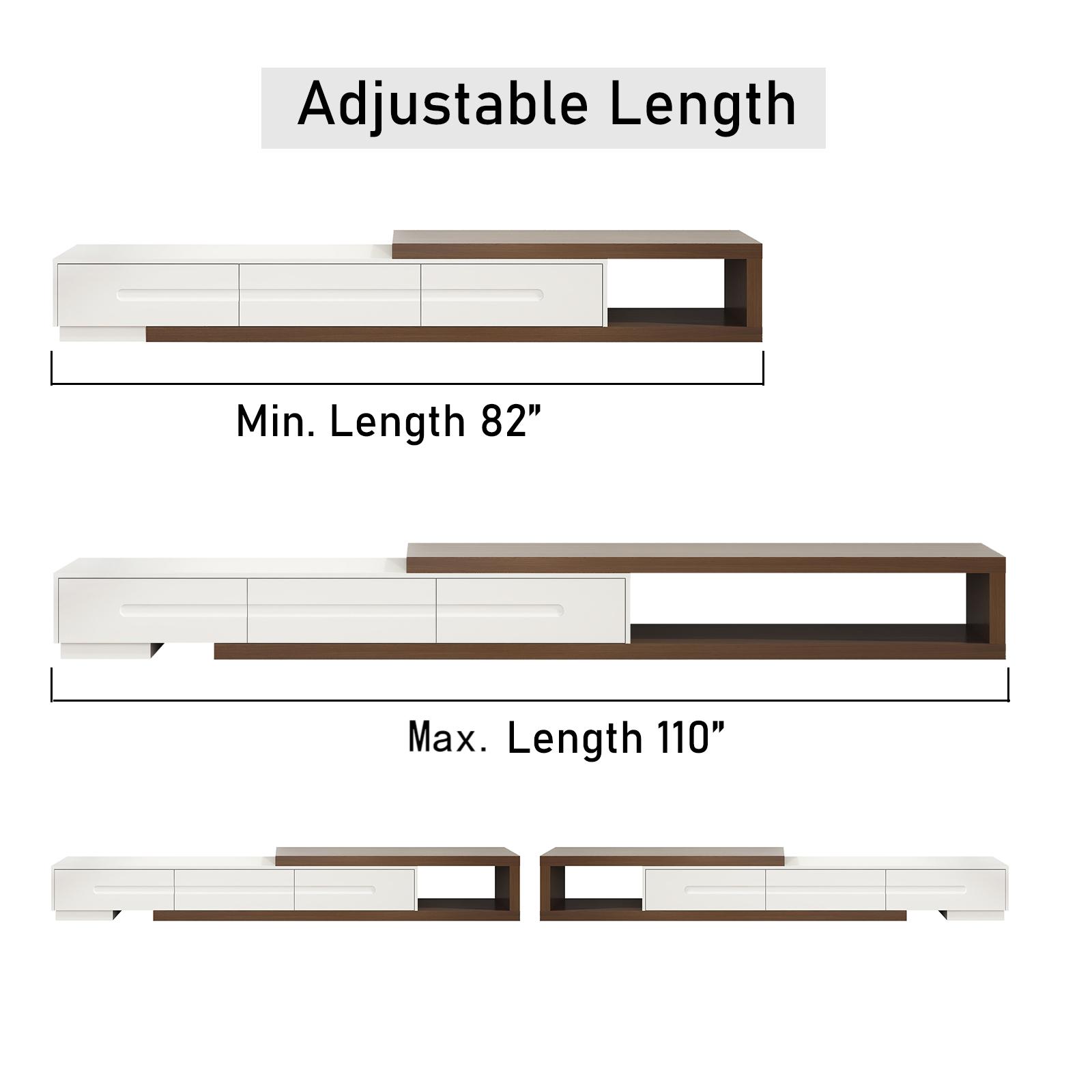 Extendable TV Stand Cabinet for TVs up to 100-inch, Modern Entertainment Center & Media Console with Drawers, Length Adjustable TV Console for Living Room, Black