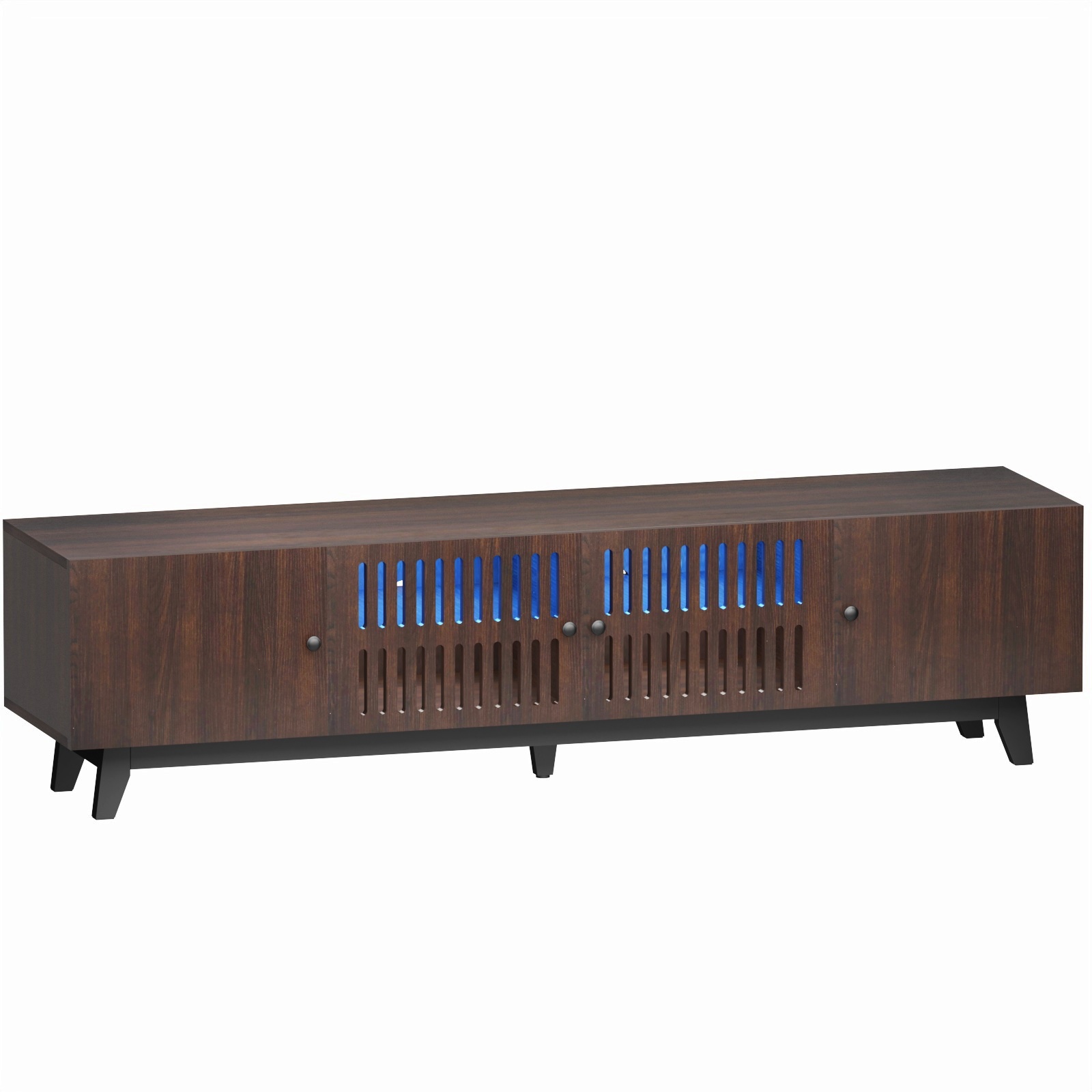 Modern TV Stand Cabinet for 75” TVs, LED TV Console Entertainment Center with Adjustable Shelves & Storage Doors, Black