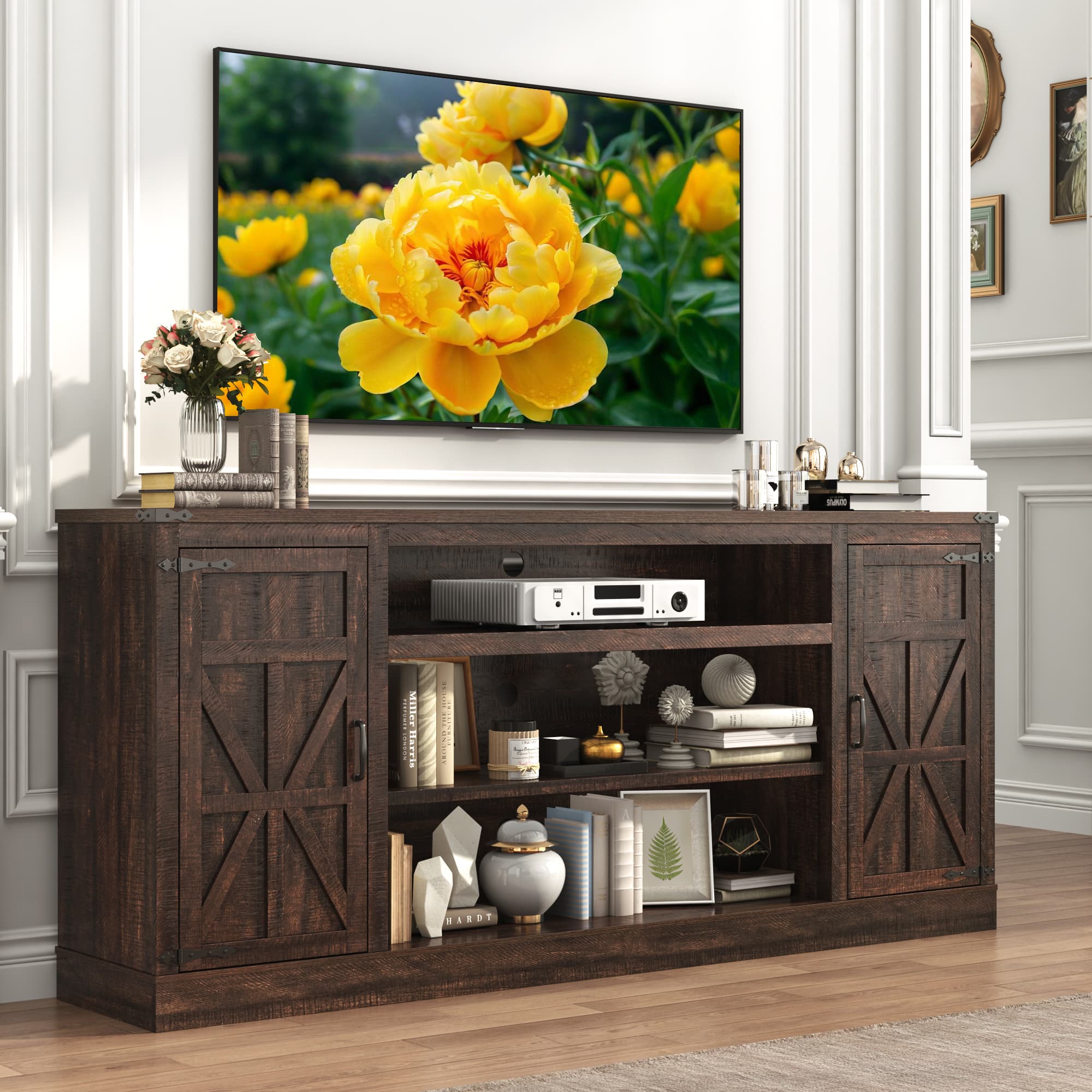 75" Farmhouse TV Stand for 75 80 85 Inch TVs