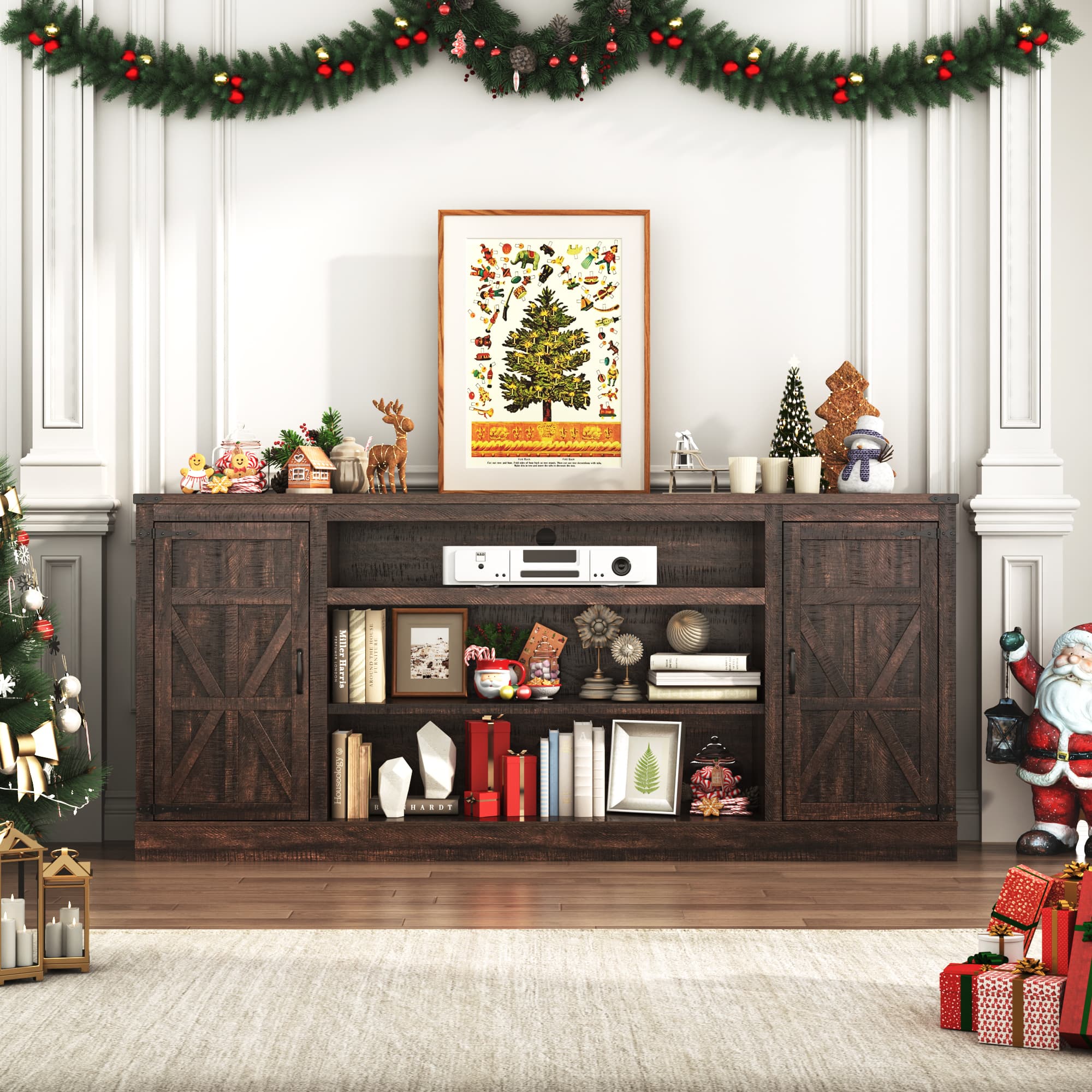 75" Farmhouse TV Stand for 75 80 85 Inch TVs