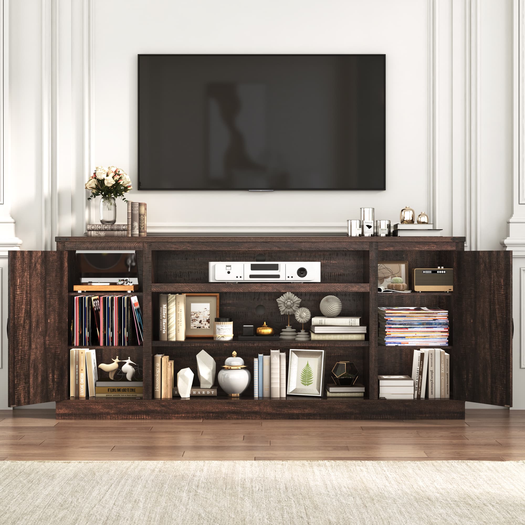 75" Farmhouse TV Stand for 75 80 85 Inch TVs