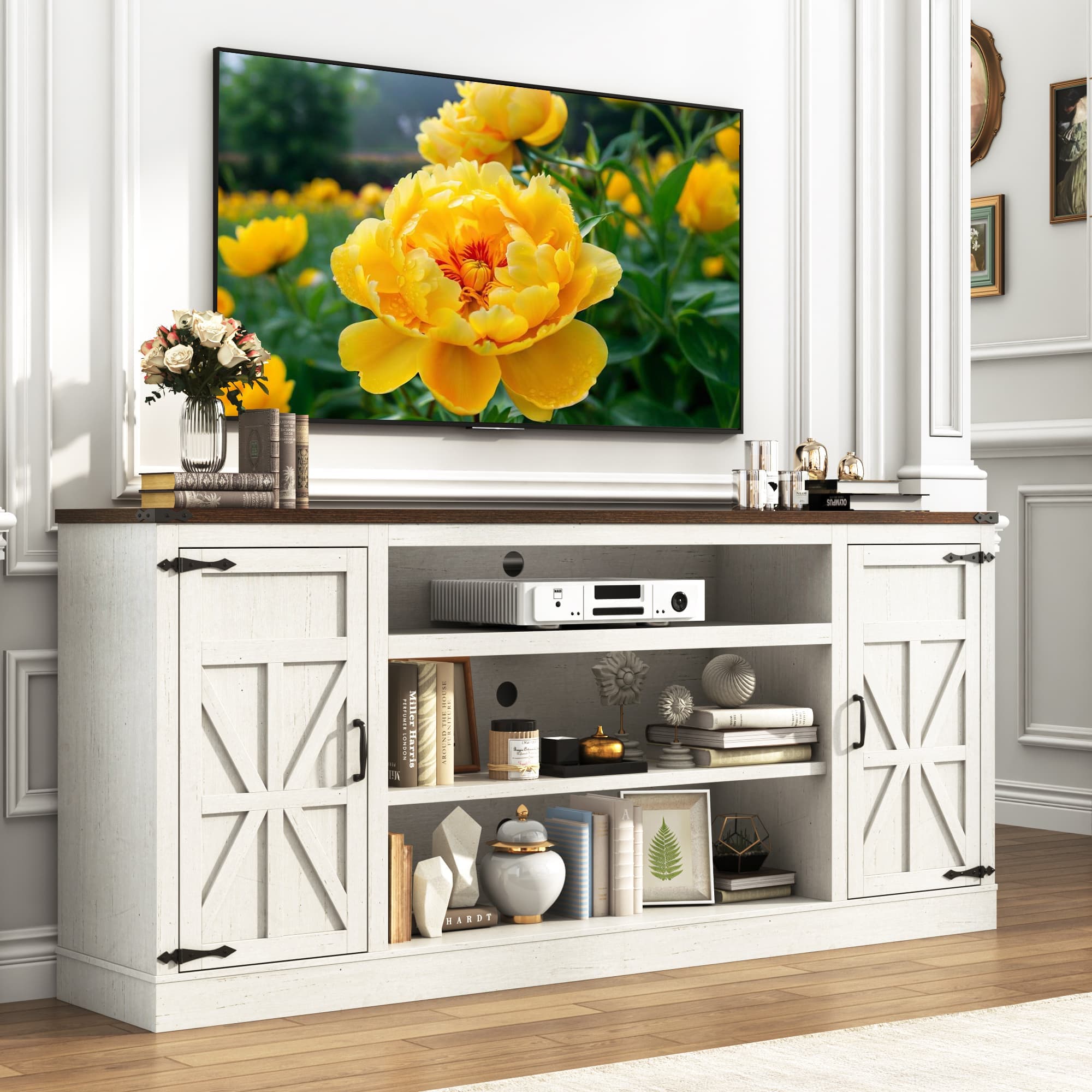 75" Farmhouse TV Stand for 75 80 85 Inch TVs