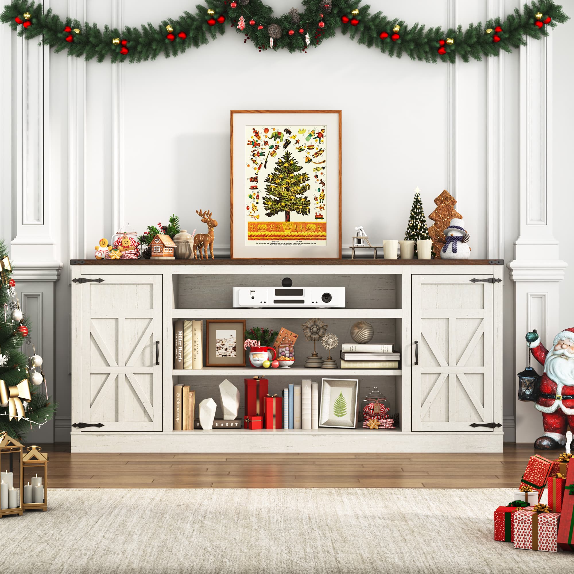 75" Farmhouse TV Stand for 75 80 85 Inch TVs