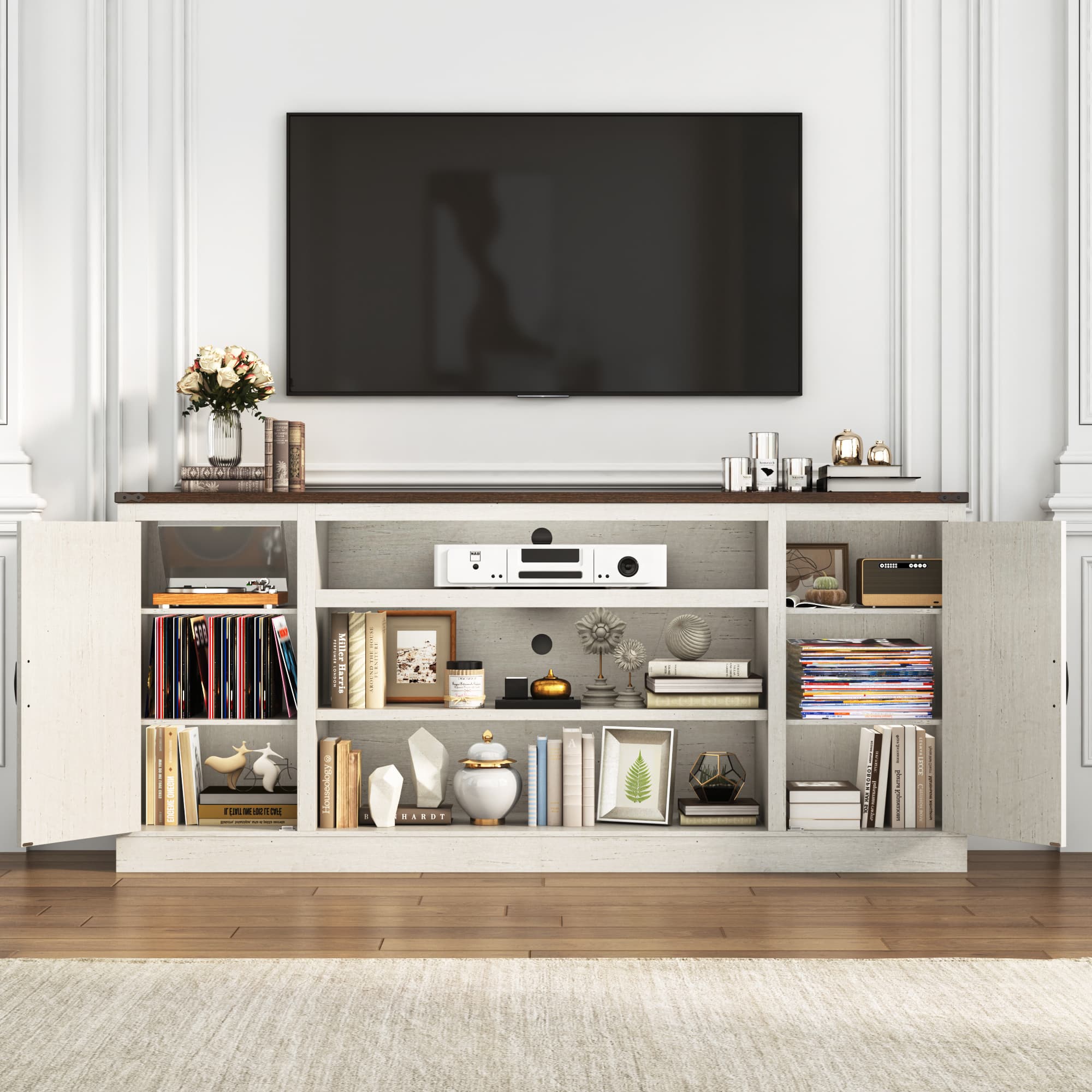 75" Farmhouse TV Stand for 75 80 85 Inch TVs