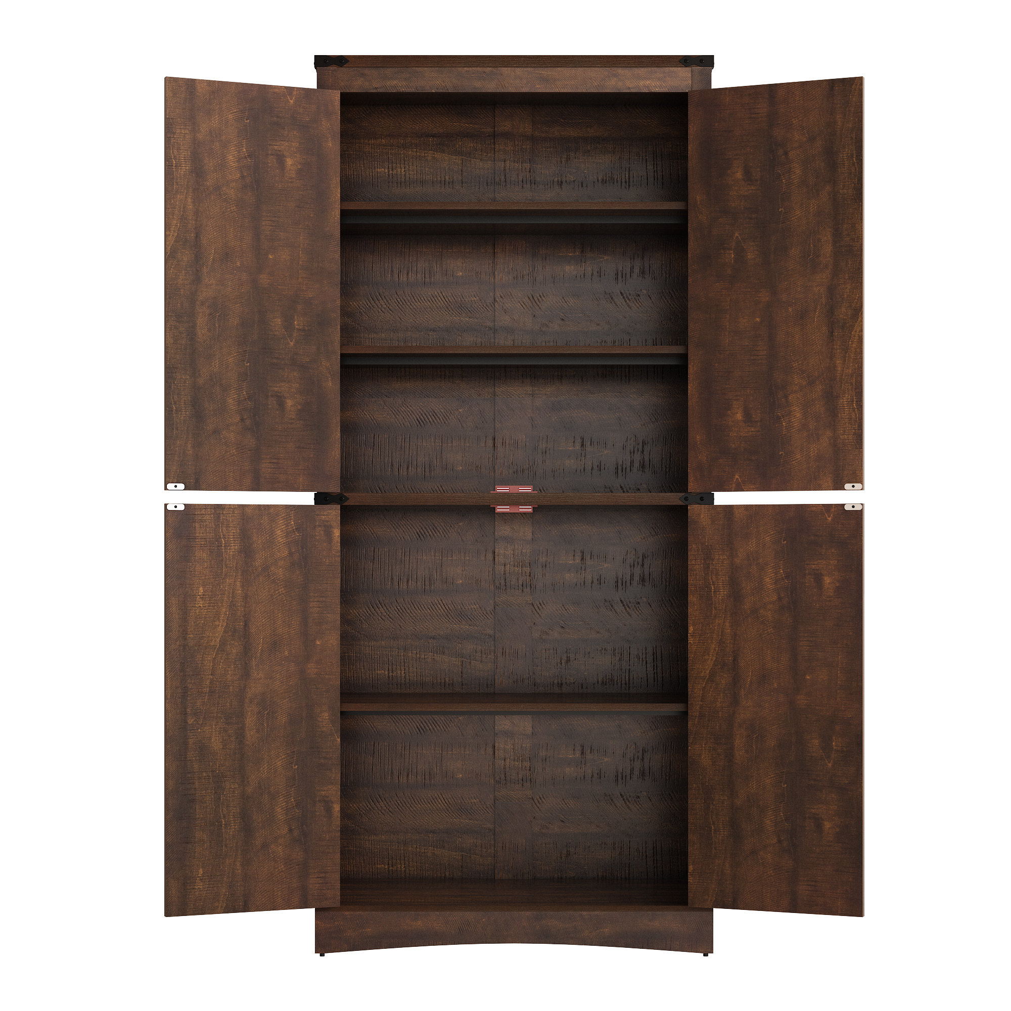 71" Tall Farmhouse Kitchen Pantry Cabinet, 5 Layers Storage Cabinet with Adjustable Shelves, Farmhouse Pantry Cabinet with 4 Barn Doors for Kitchen, Dining Room, Bathroom, Living Room, Rustic White