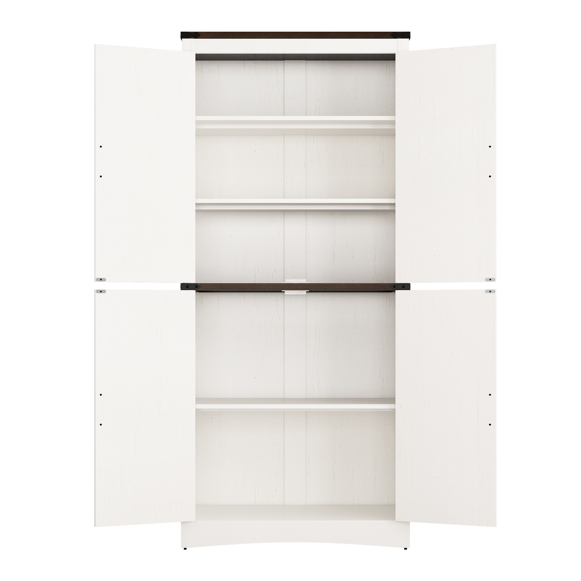 71" Tall Farmhouse Kitchen Pantry Cabinet, 5 Layers Storage Cabinet with Adjustable Shelves, Farmhouse Pantry Cabinet with 4 Barn Doors for Kitchen, Dining Room, Bathroom, Living Room, Rustic White