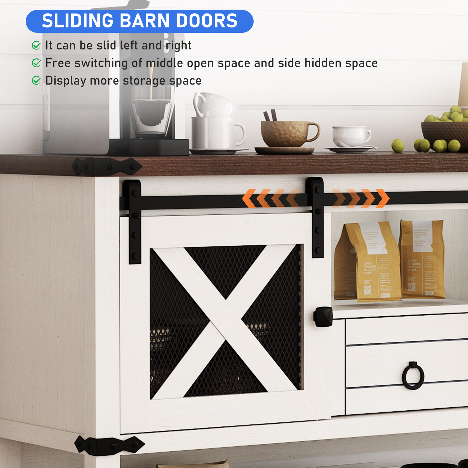 Blotout Entryway Table w/Sliding Barn Doors, 46'' Farmhouse & Industrial Rustic Console Sofa Table