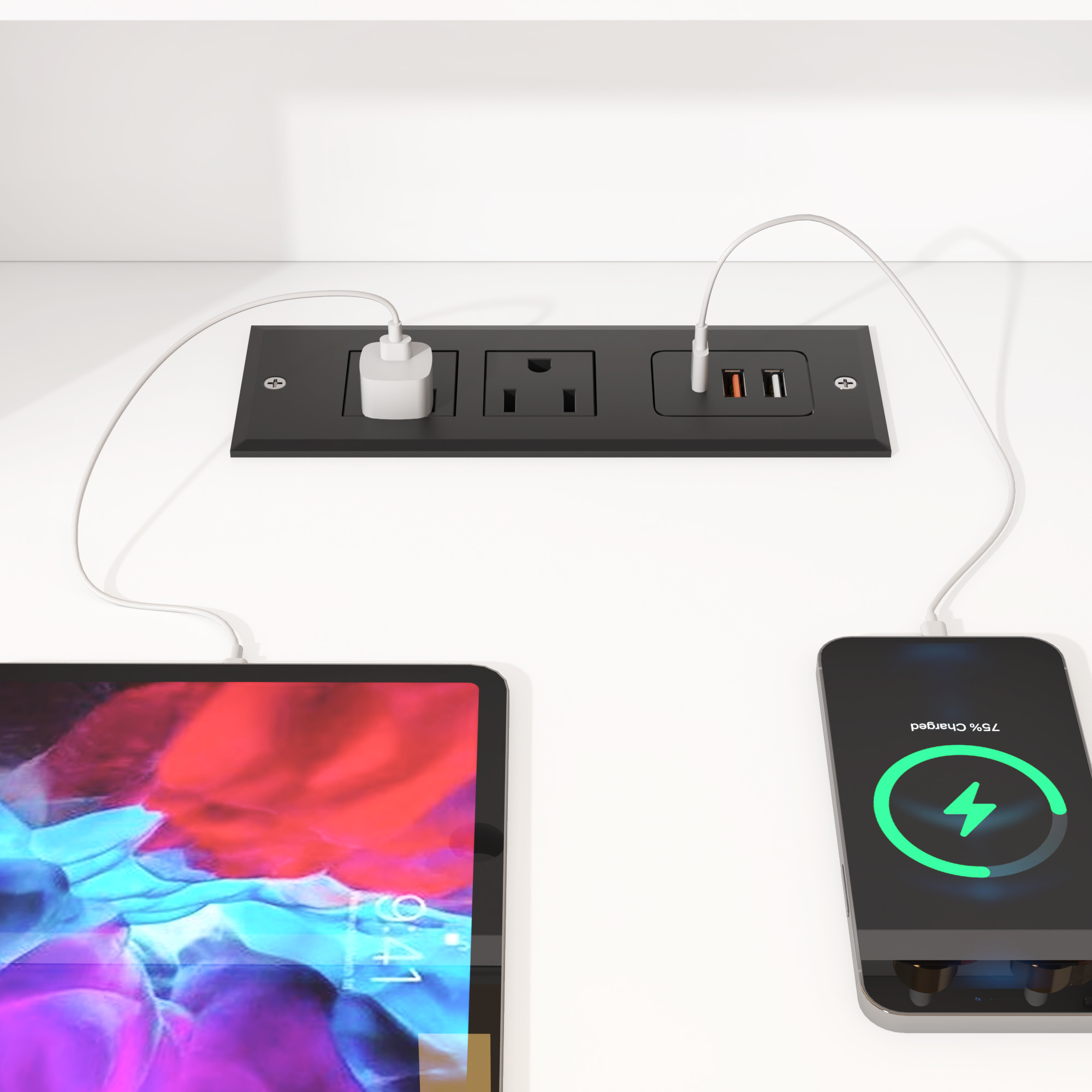 62" Makeup Vanity Desk with Mirror and Light, Vanity Desk with Drawers, Charging Station, Cabinet, Hooks, Hair Dryer Holder, Bedroom Dressing Table, Adjustable Width