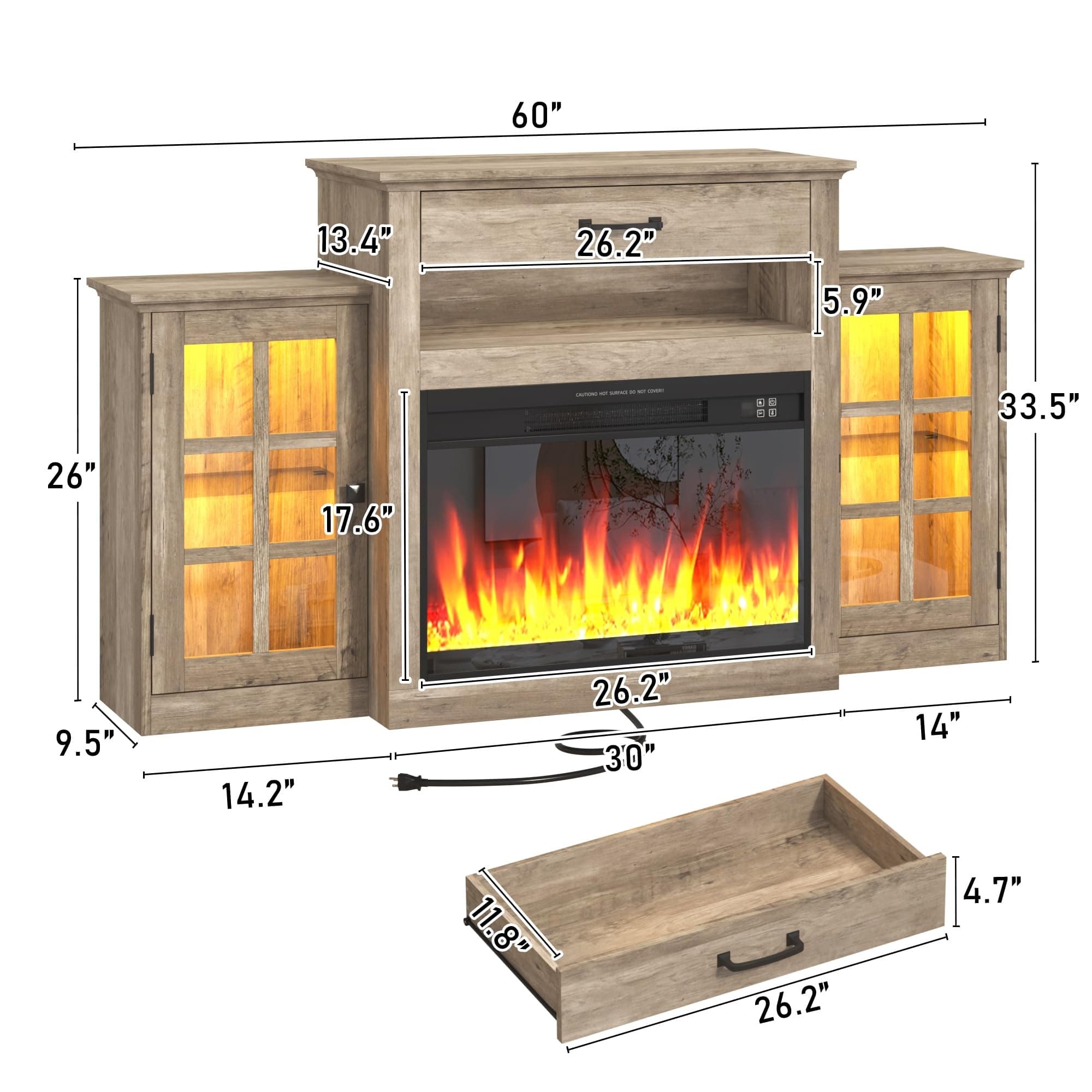 60" Electric Fireplace with Mantel