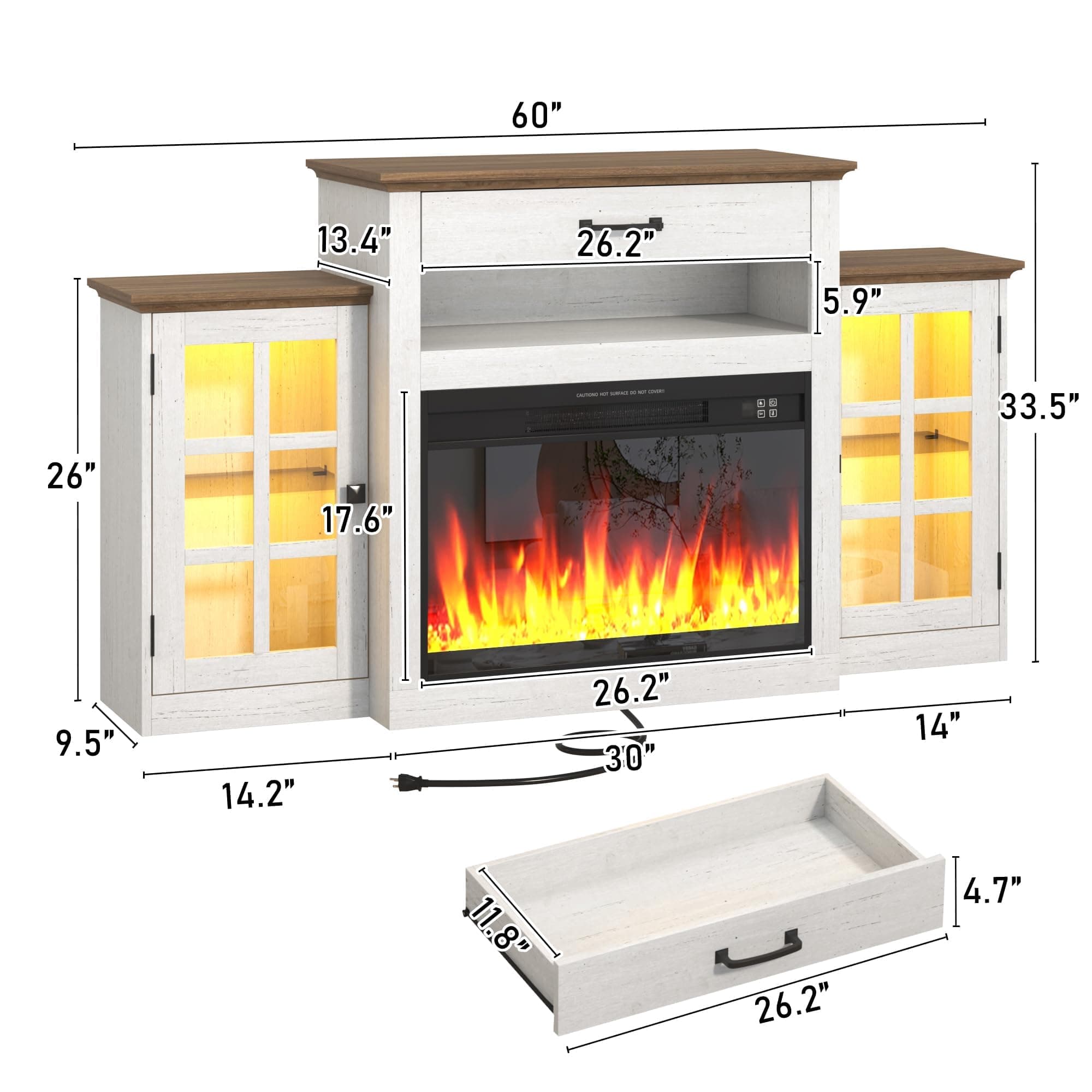 60" Electric Fireplace with Mantel
