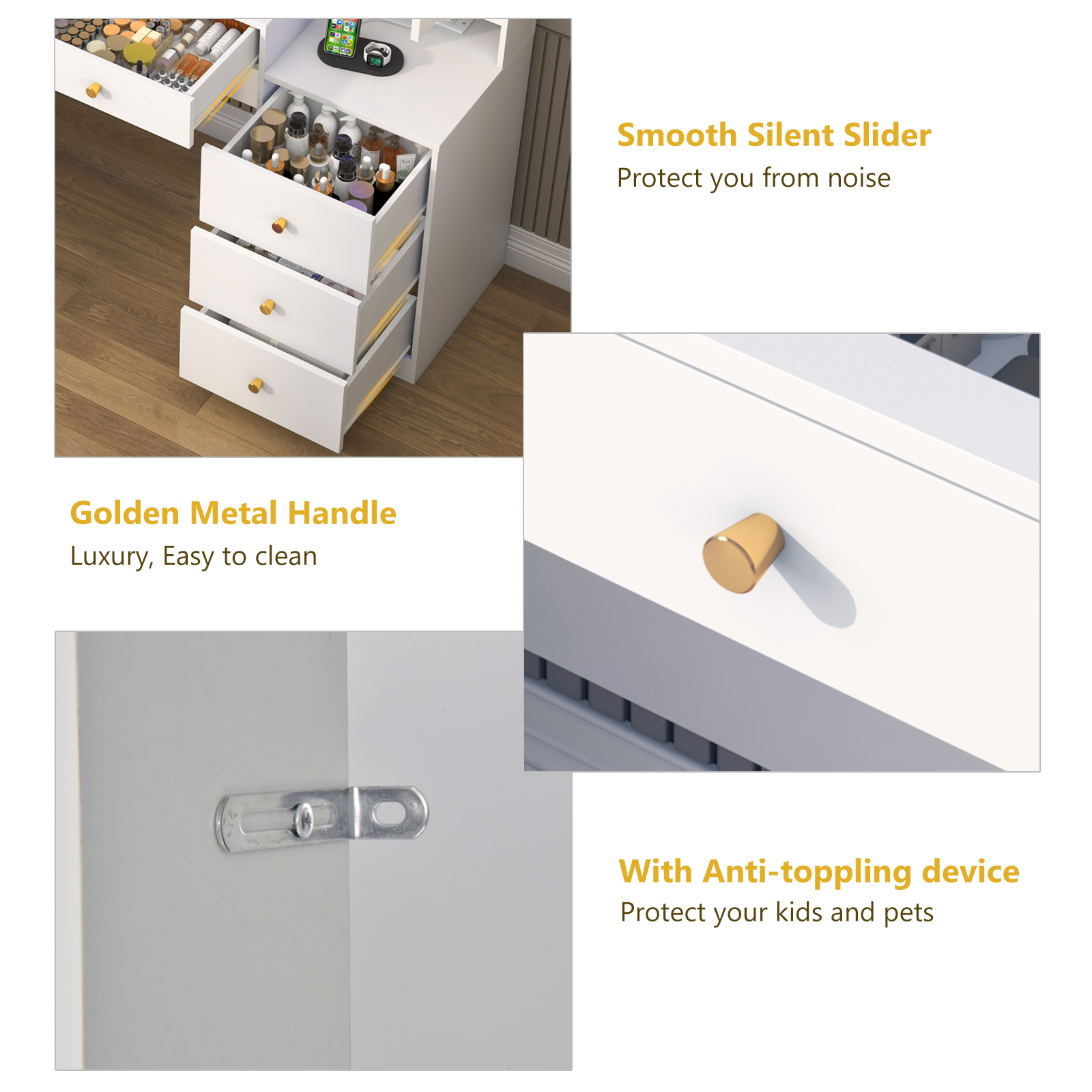 Blotout 62'' Large Vanity Desk with 2 RGB Glass Cabinets, Power Outlet, Glass Top, 9 Drawers, 3 Lights Mode LED Mirror, Pink Bedroom Makeup Vanity for Women, Girls