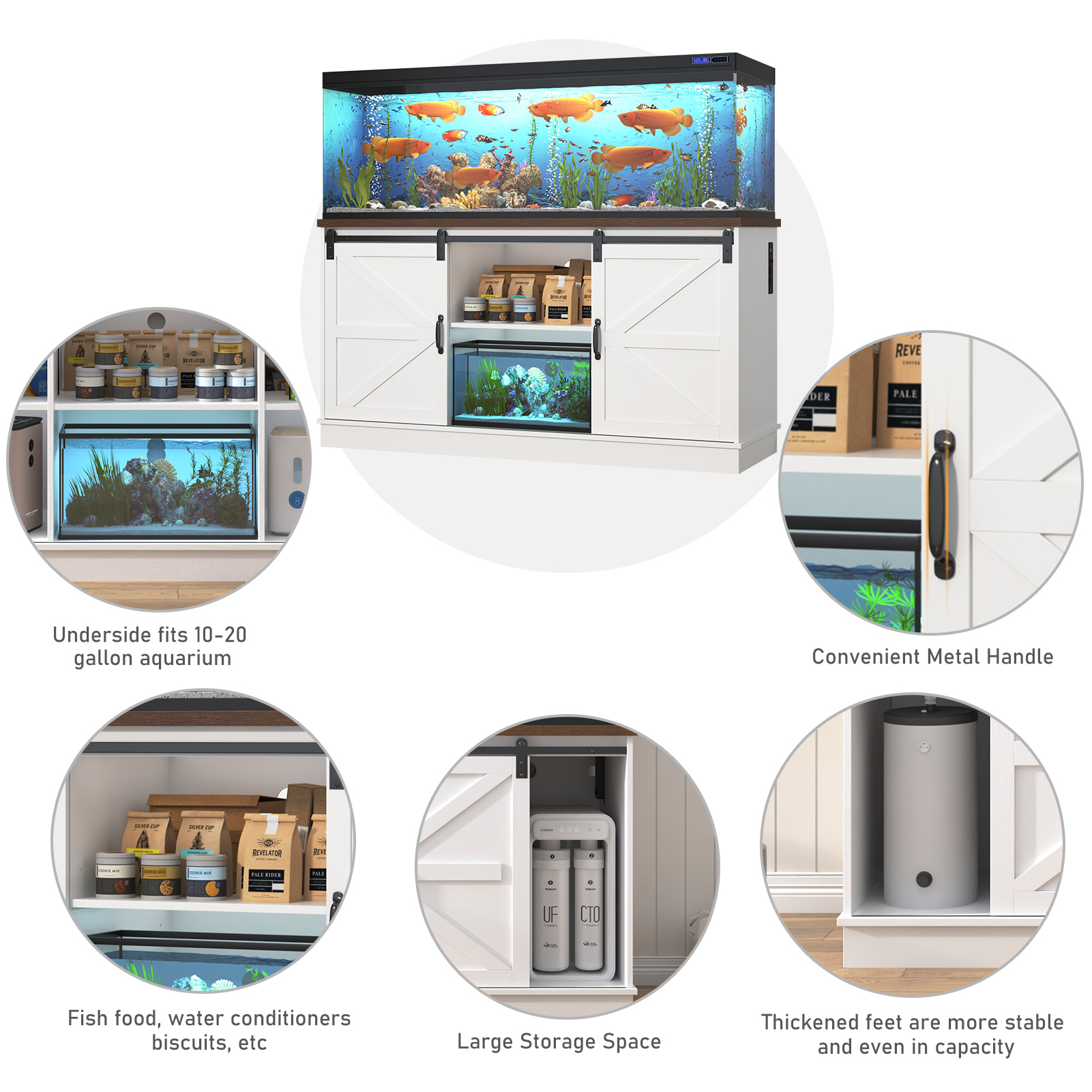 55-75 Gallon Fish Tank Stand with Power Outlets, Heavy Duty Metal Aquarium Stand for 2 Fish Tank Accessories Storage, Suit for Turtle Tank, Reptile Terrarium, 880lbs Capacity, Black