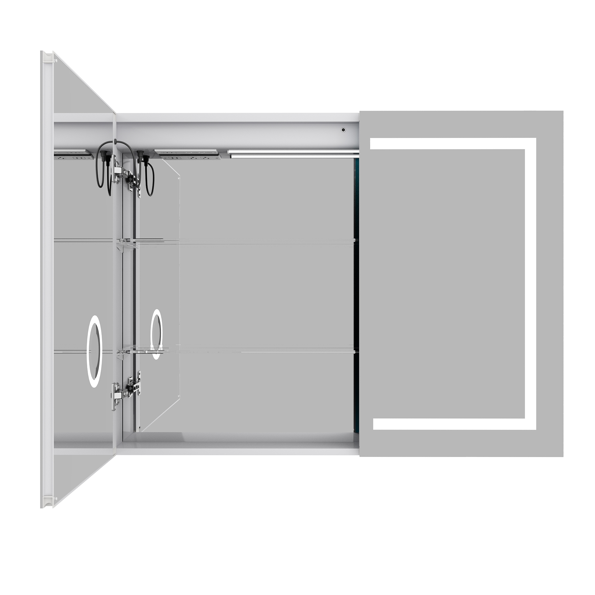 Blotout 36'' LED Medicine Cabinet with Mirror&Power Outlets,Bathroom Wall Storage Cabinet w/2 Door&Anti-Fog,Dimmable,3X Magnify Cosmetic Mirror/Adjustable Shelves for Home,Bathroom,Silver