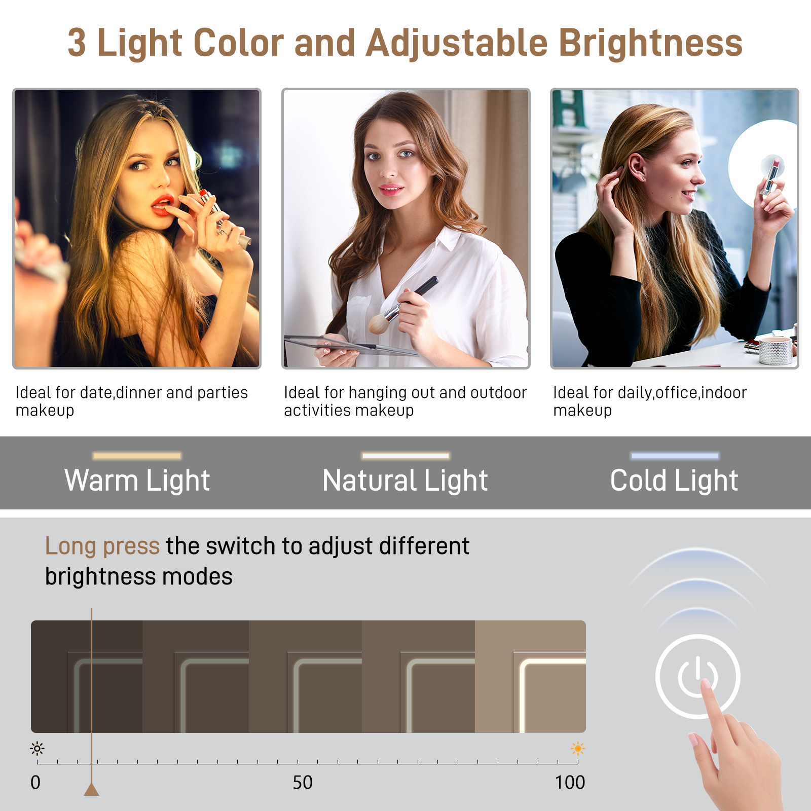 Vanity Desk with 47" Large Lighted Mirror & Sliding Jewelry Shelves & 5 Drawers